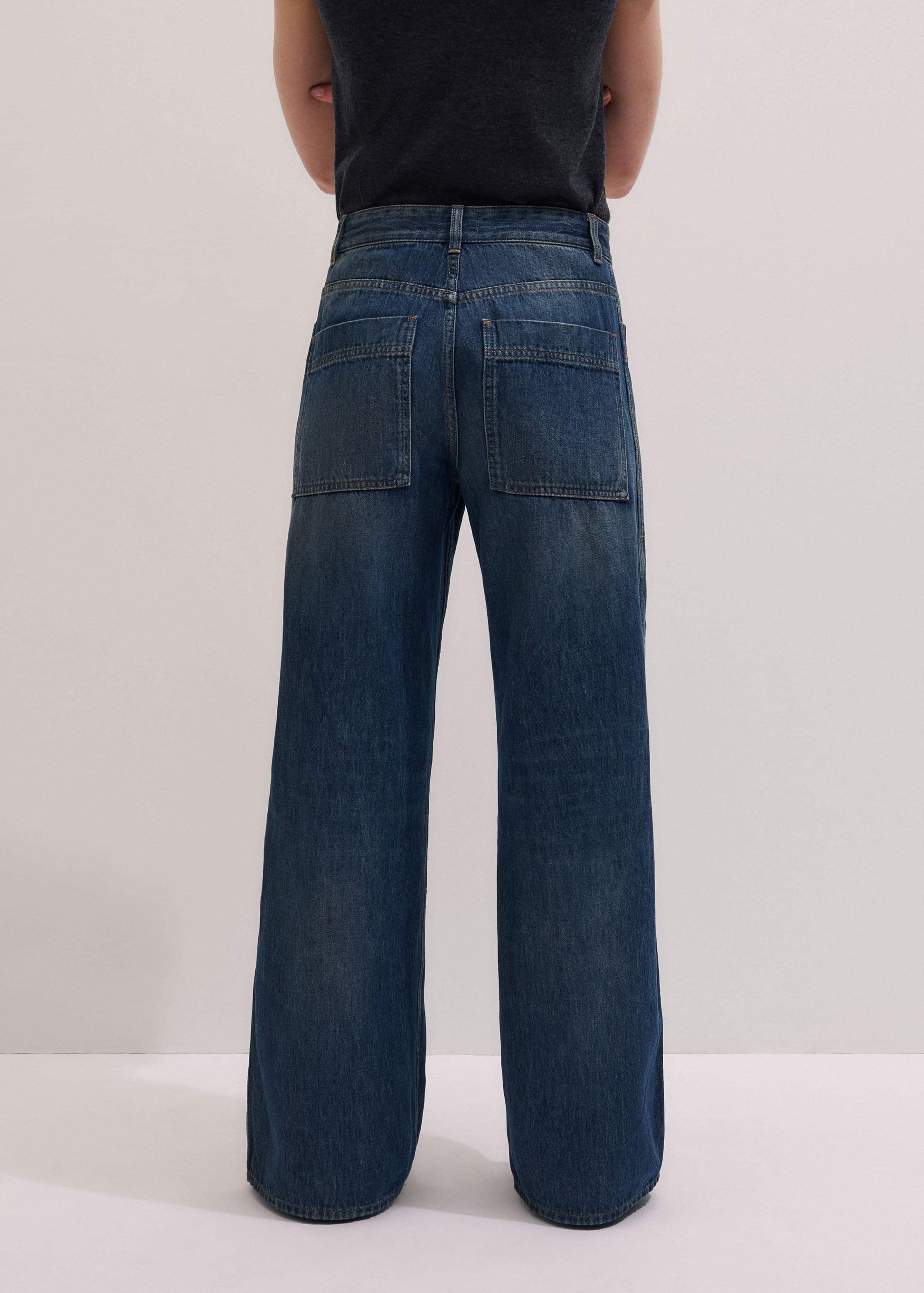 ME and EM Clothing Blue Patch Pocket Baggy Jean