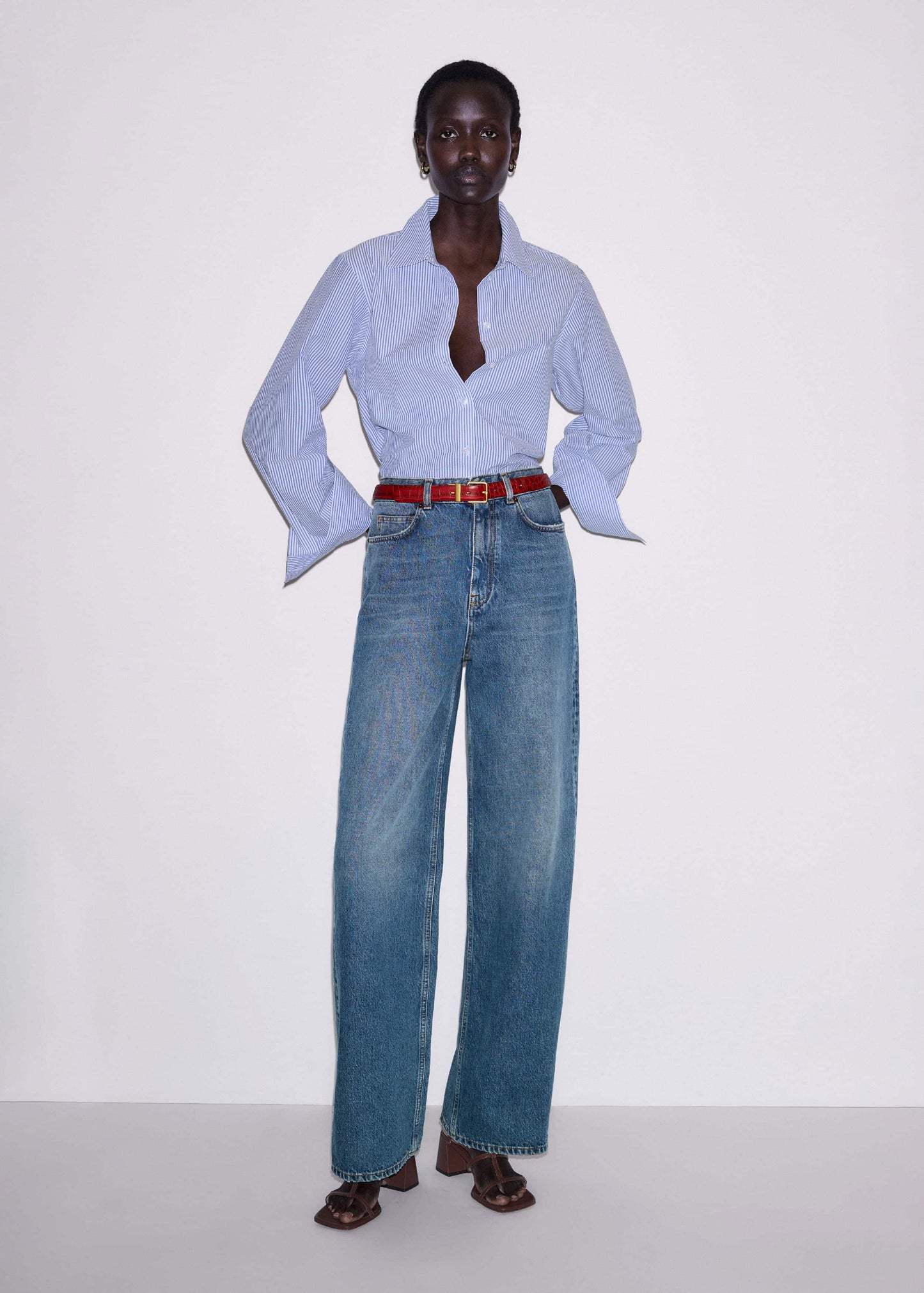 ME and EM Clothing Mid-Blue Ultra High Straight Leg Jean