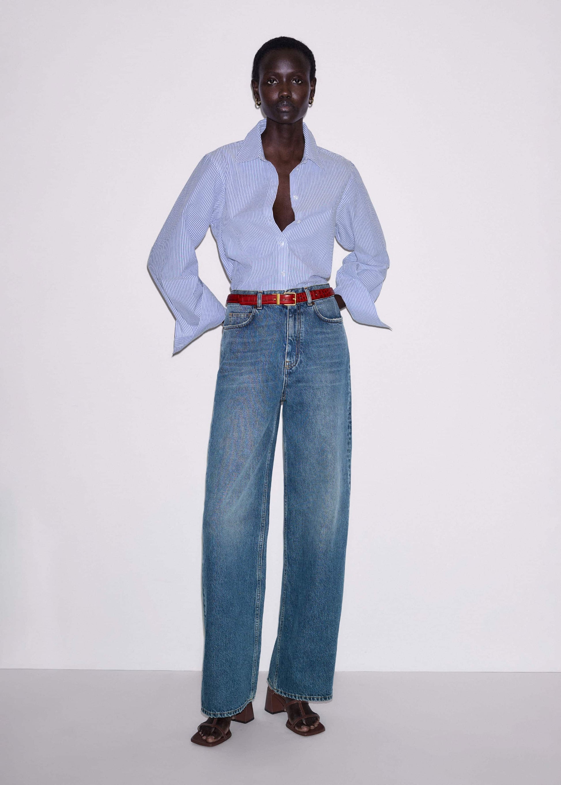 ME and EM Clothing Mid-Blue Ultra High Straight Leg Jean