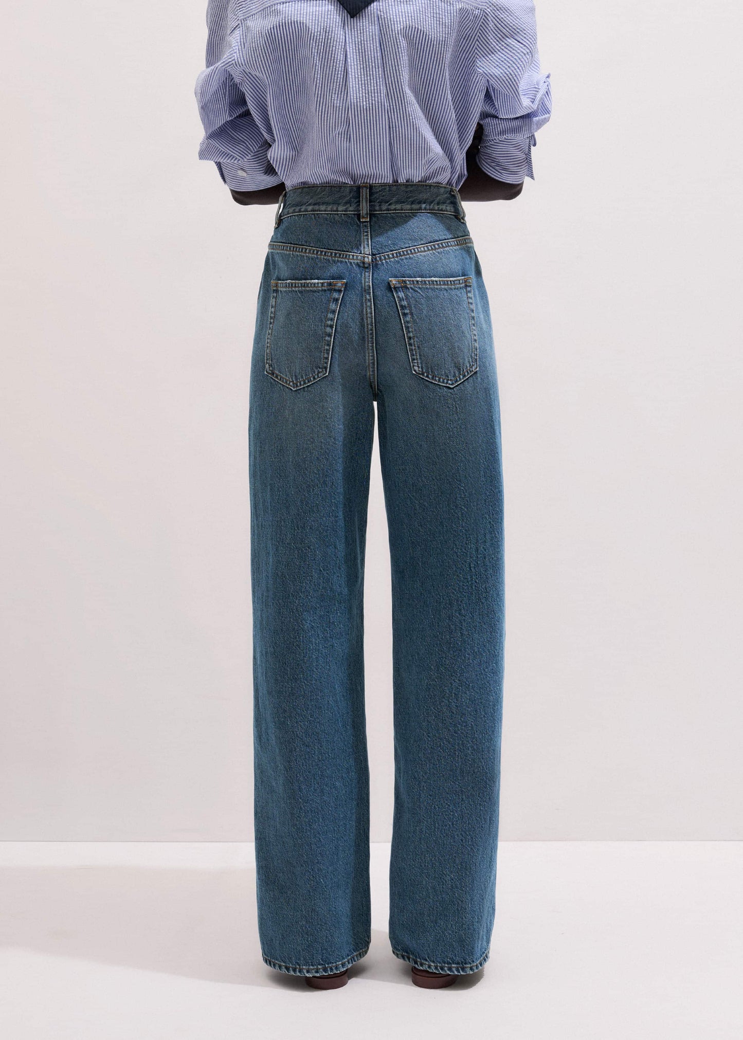 ME and EM Clothing Mid-Blue Ultra High Straight Leg Jean