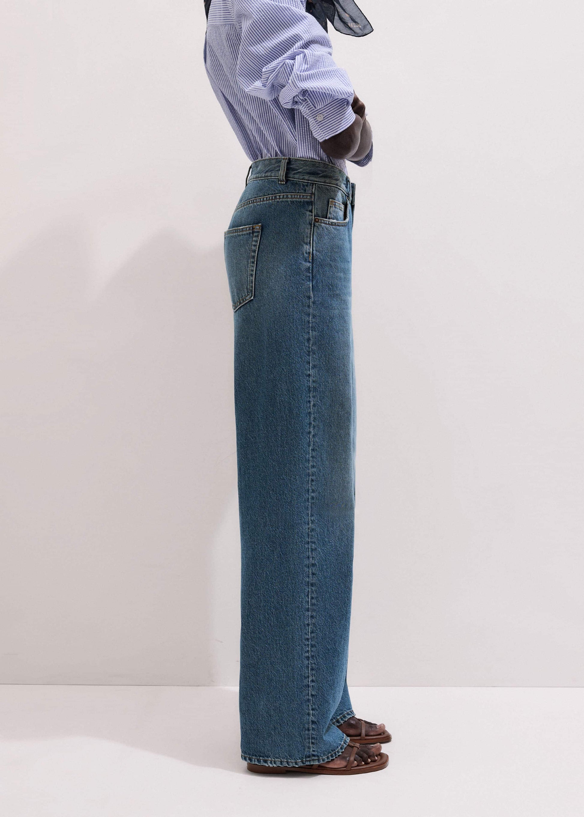 ME and EM Clothing Mid-Blue Ultra High Straight Leg Jean