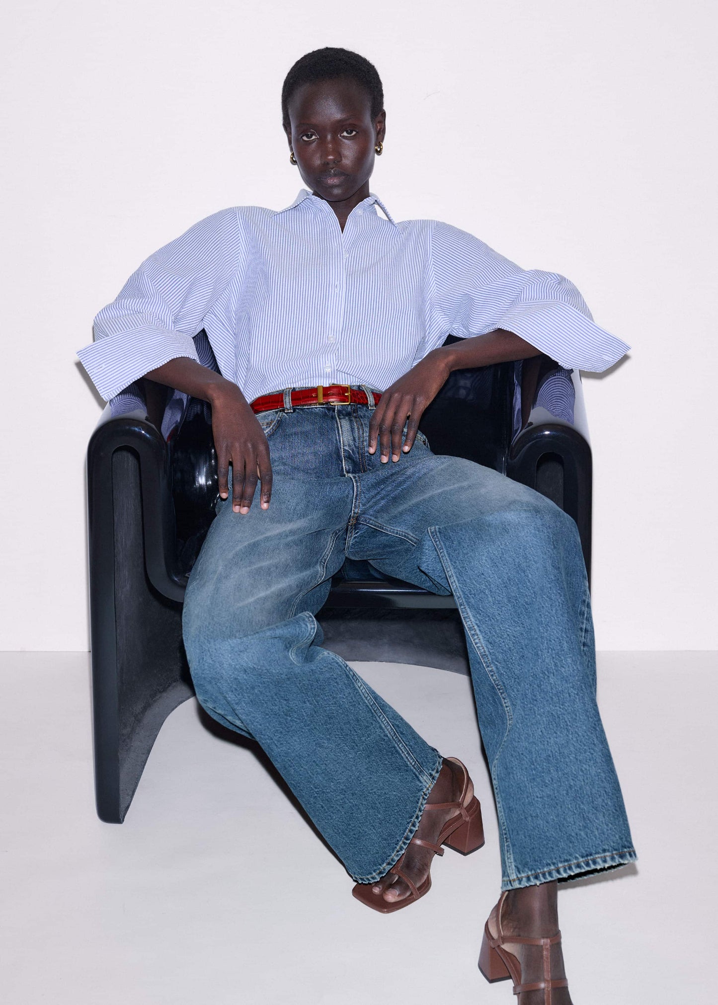 ME and EM Clothing Mid-Blue Ultra High Straight Leg Jean