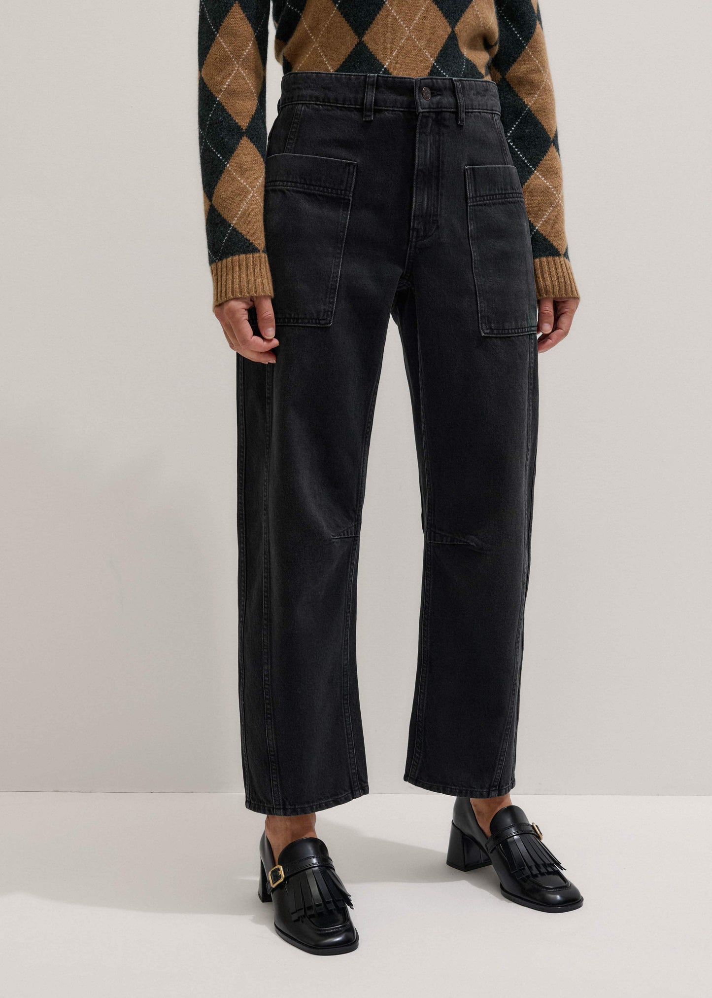 ME and EM Clothing Black Patch Pocket Engineered Jean