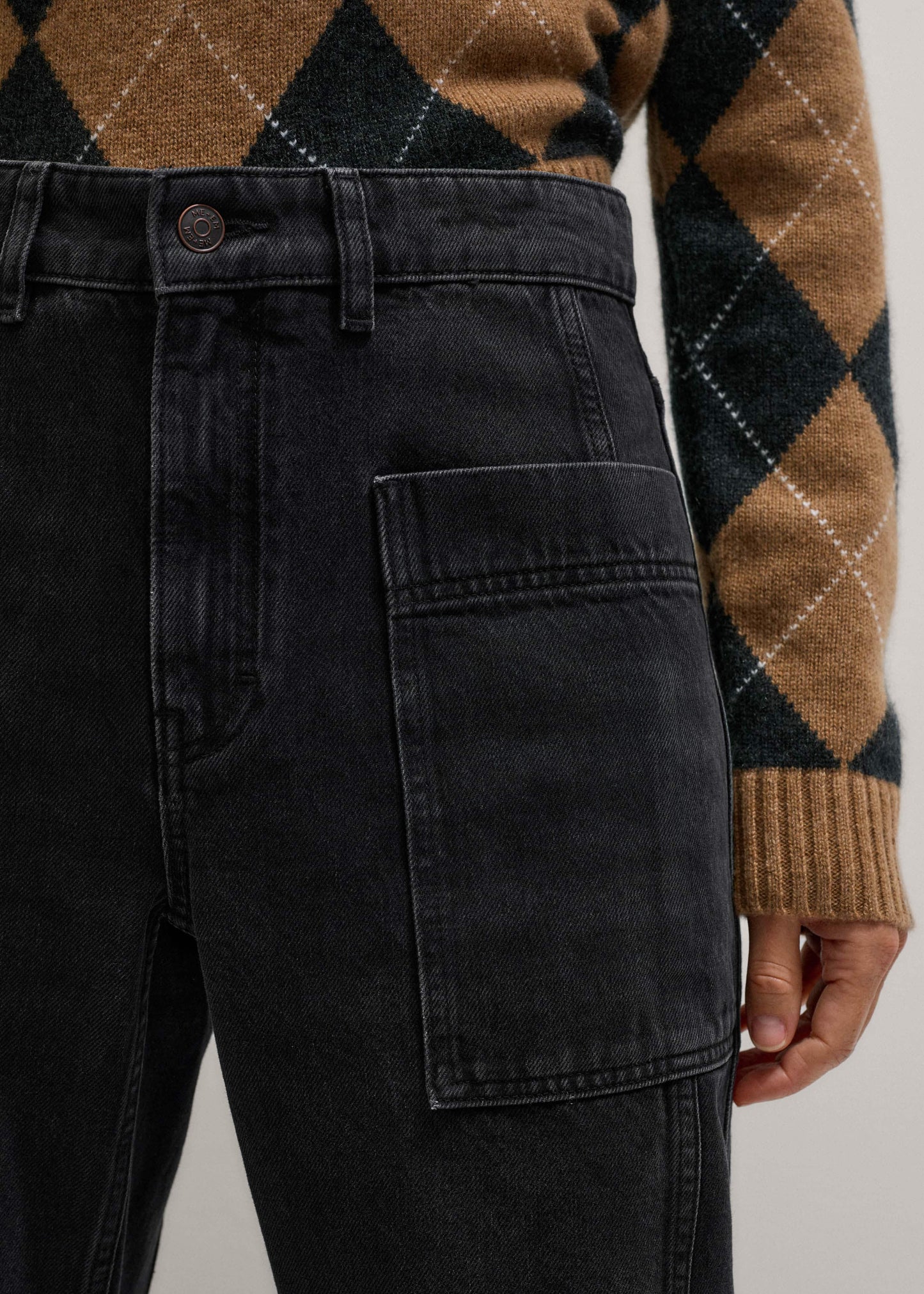 ME and EM Clothing Black Patch Pocket Engineered Jean