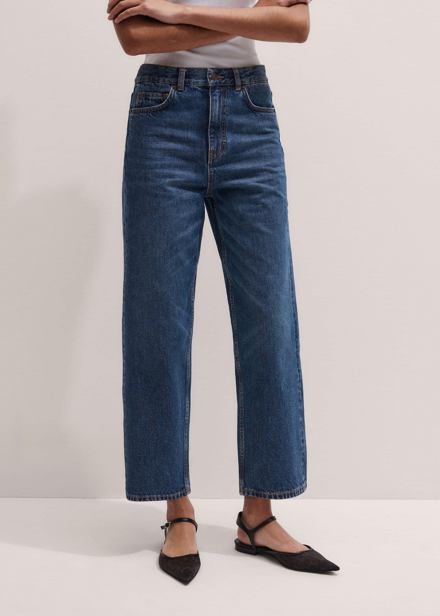 ME and EM Clothing Dark Blue Straight Crop Jean