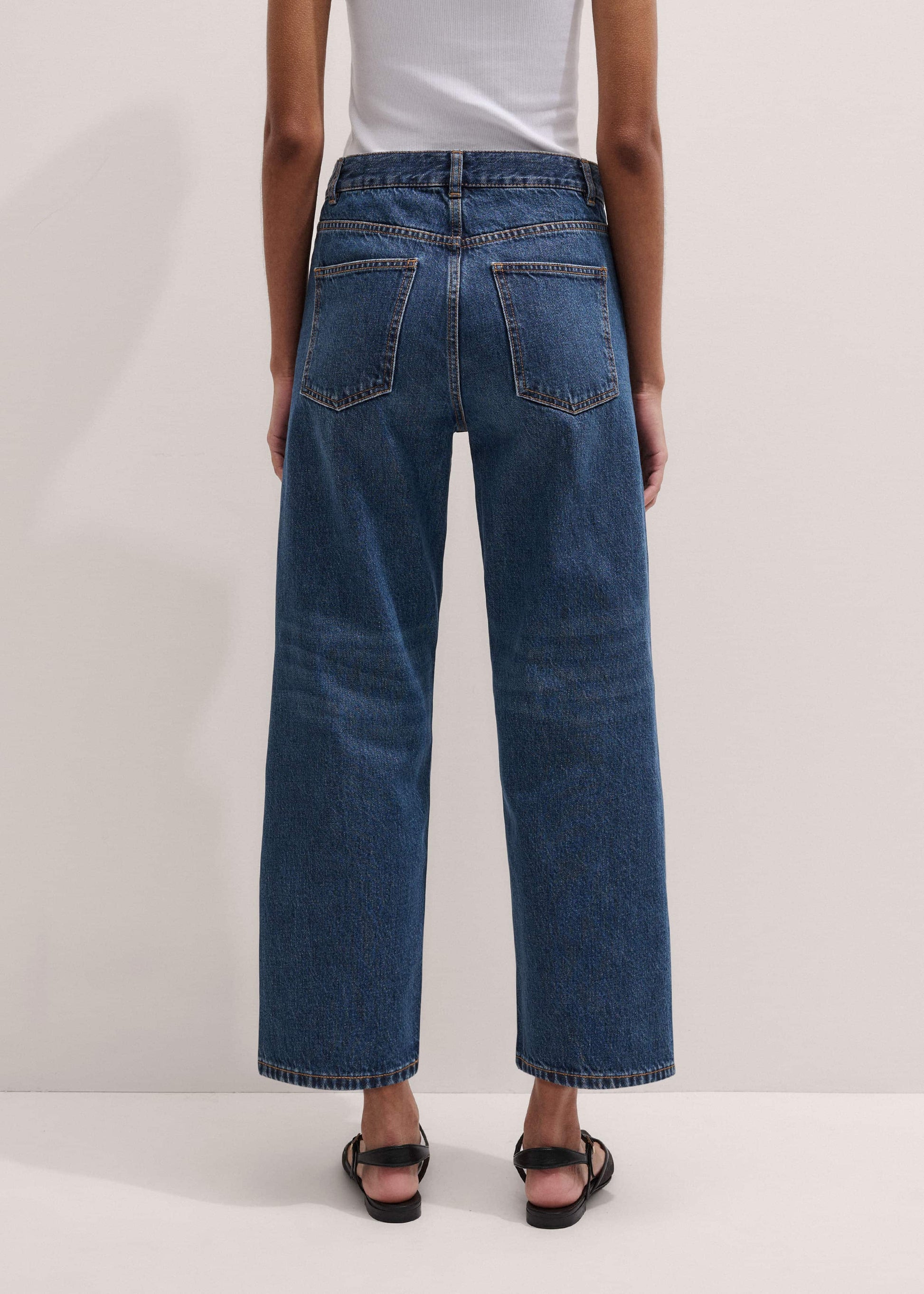 ME and EM Clothing Dark Blue Straight Crop Jean