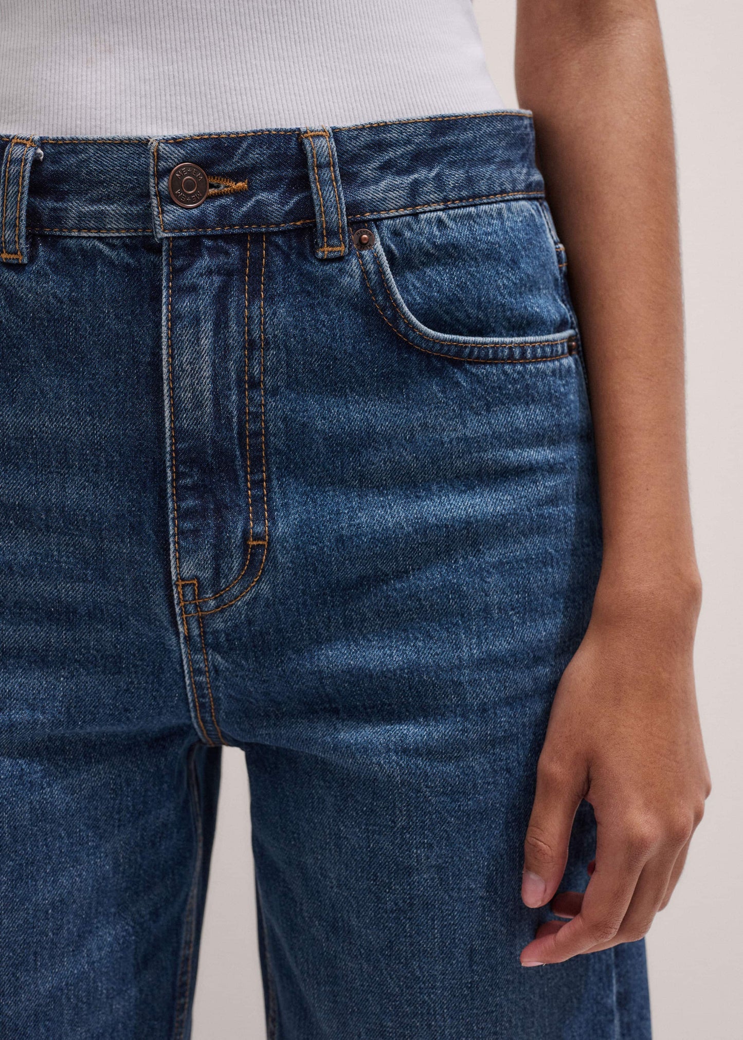 ME and EM Clothing Dark Blue Straight Crop Jean