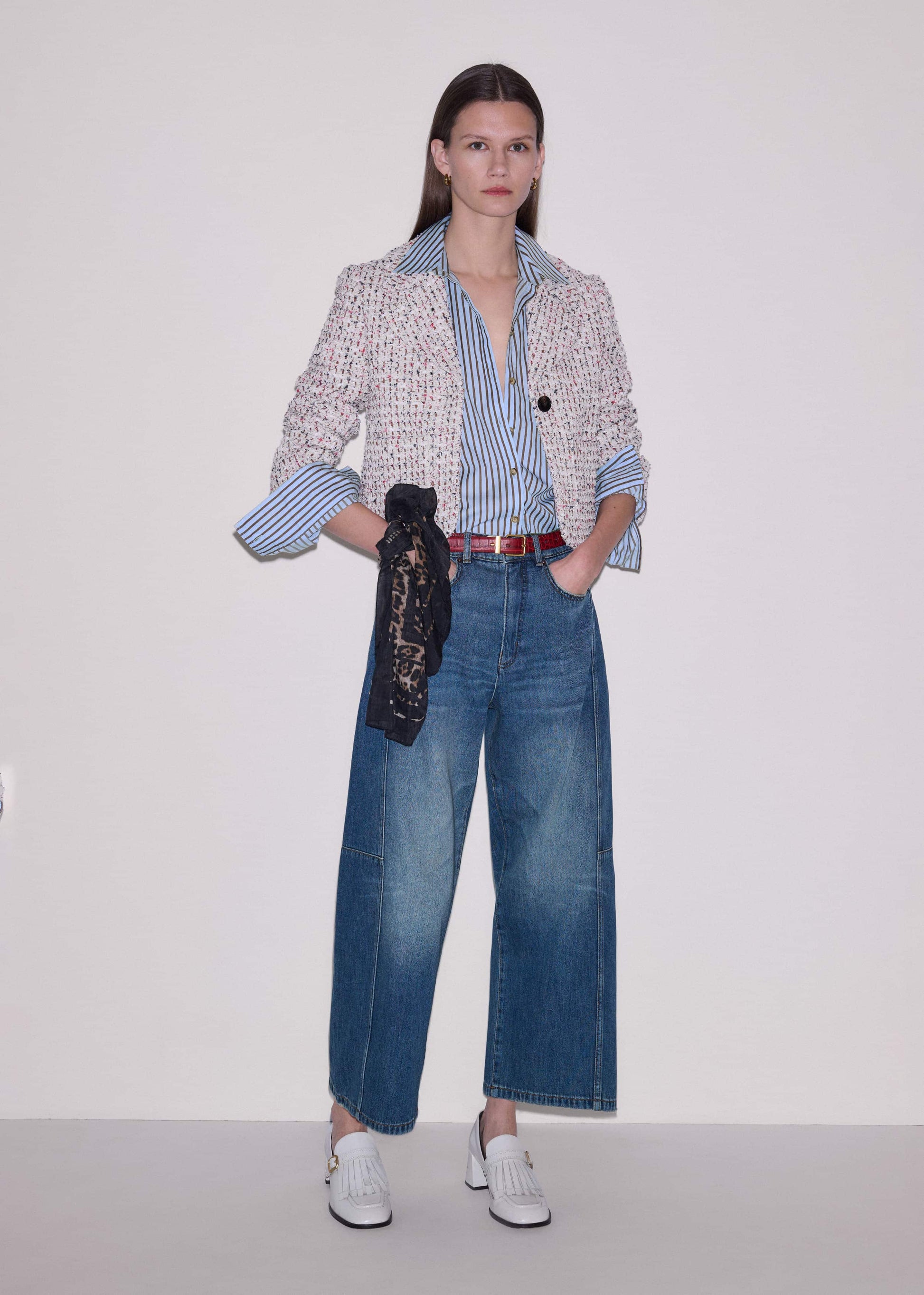 ME and EM Clothing Blue Exaggerated Crop Jean