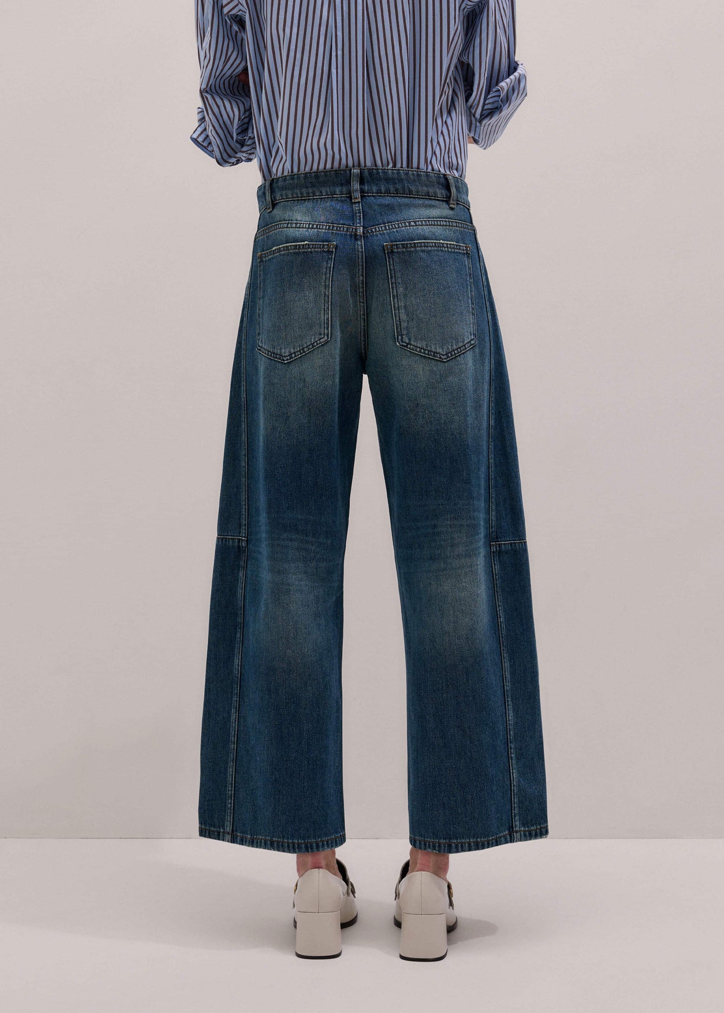 ME and EM Clothing Blue Exaggerated Crop Jean