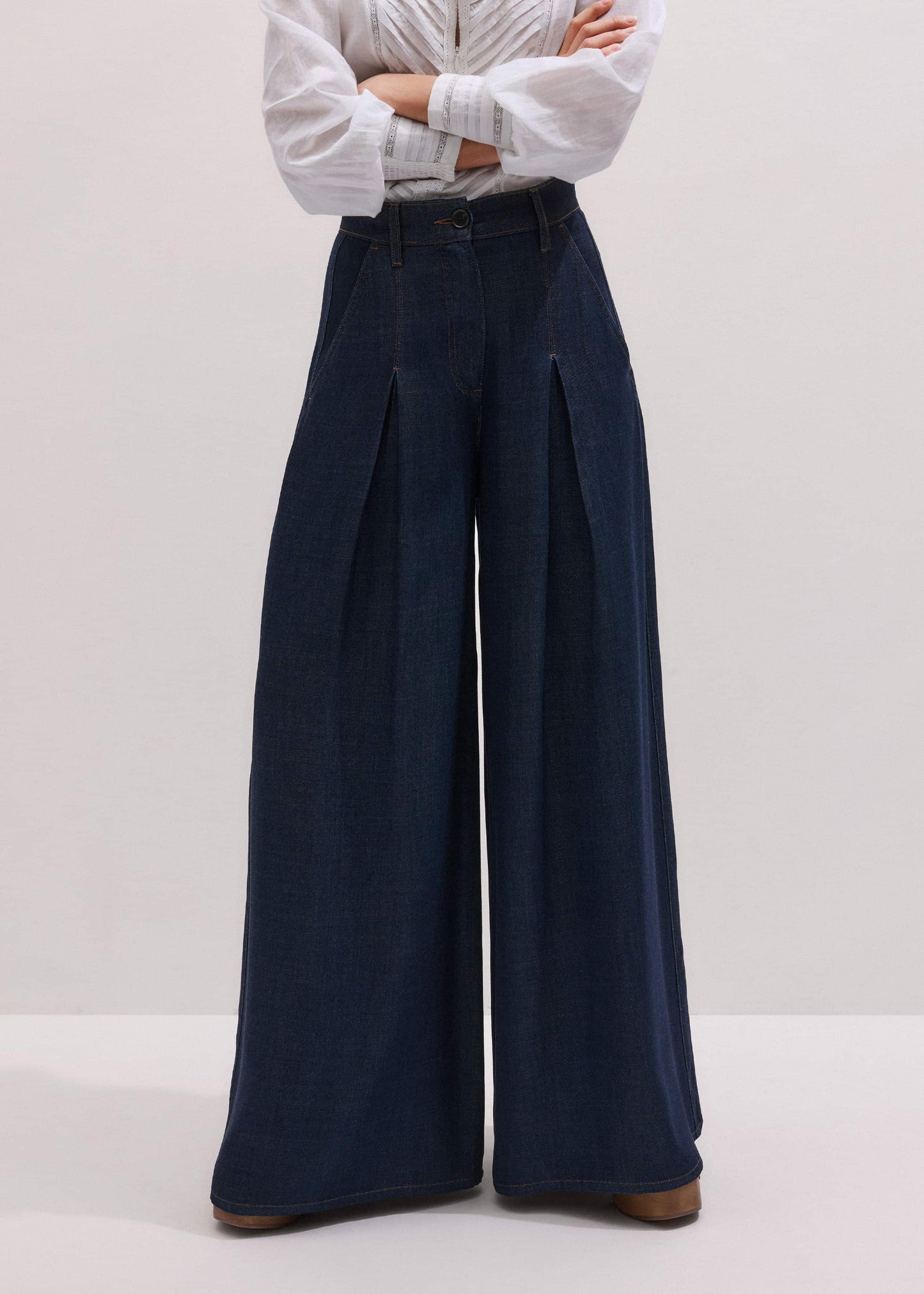 ME and EM Clothing Dark Blue Pleat Very Wide Pant