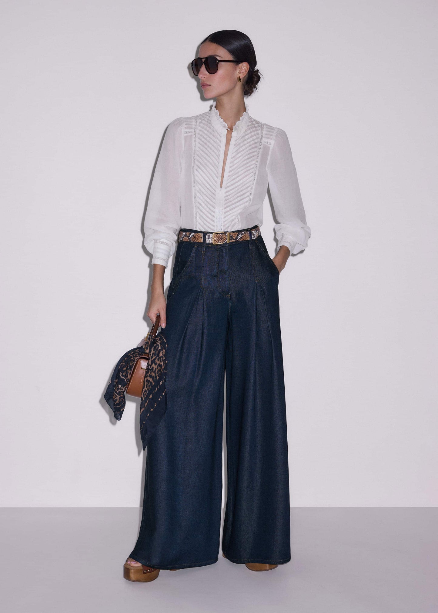 ME and EM Clothing Dark Blue Pleat Very Wide Pant