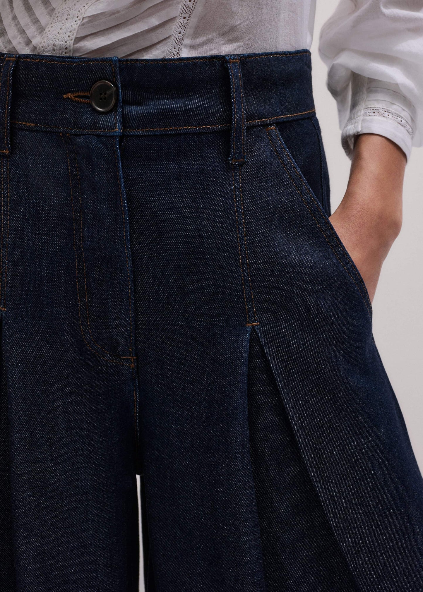 ME and EM Clothing Dark Blue Pleat Very Wide Pant