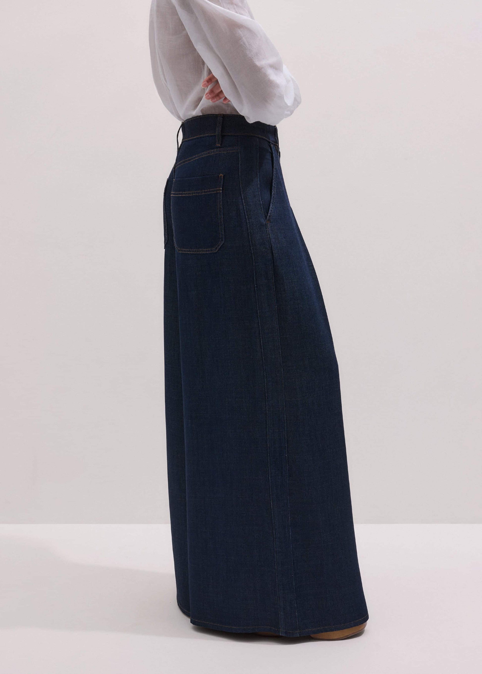 ME and EM Clothing Dark Blue Pleat Very Wide Pant