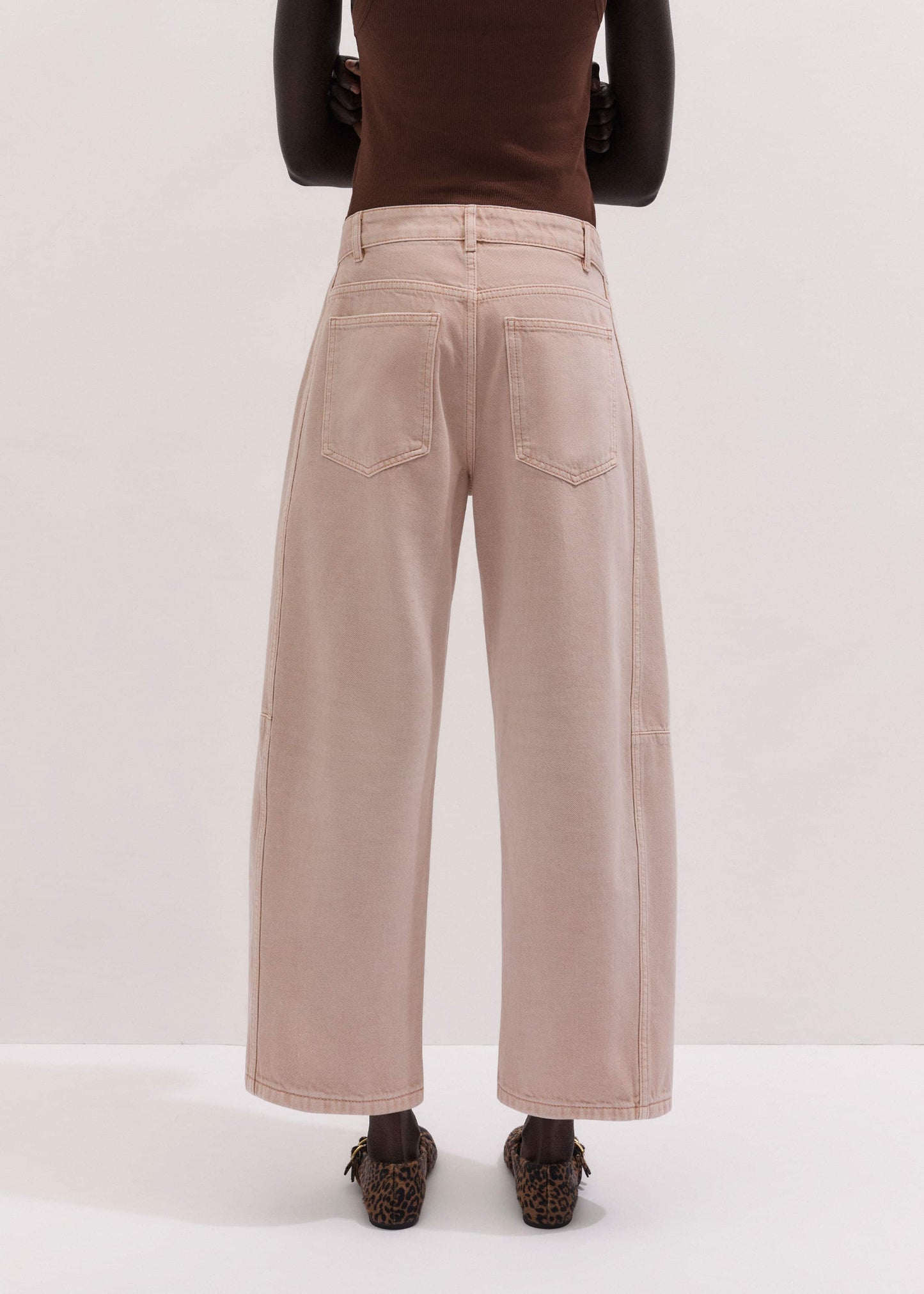 ME and EM Clothing Pink Exaggerated Crop Jean