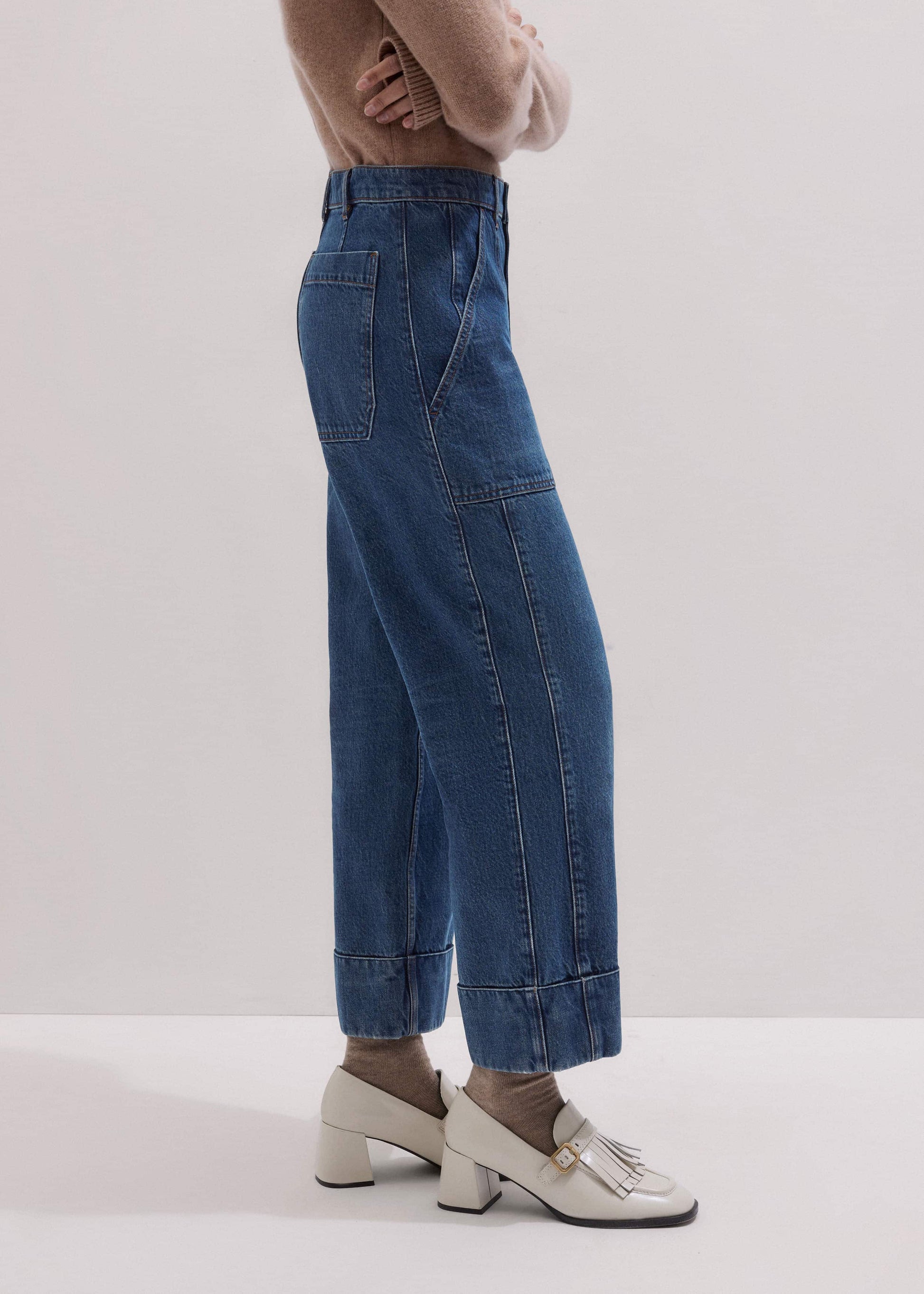 ME and EM Clothing Dark Wash Turn-Up Straight Jean