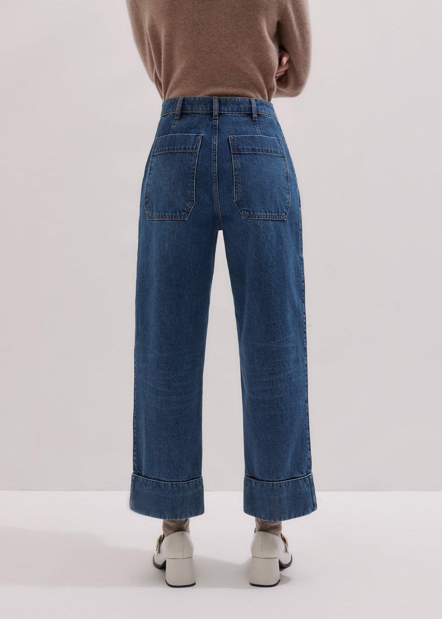 ME and EM Clothing Dark Wash Turn-Up Straight Jean