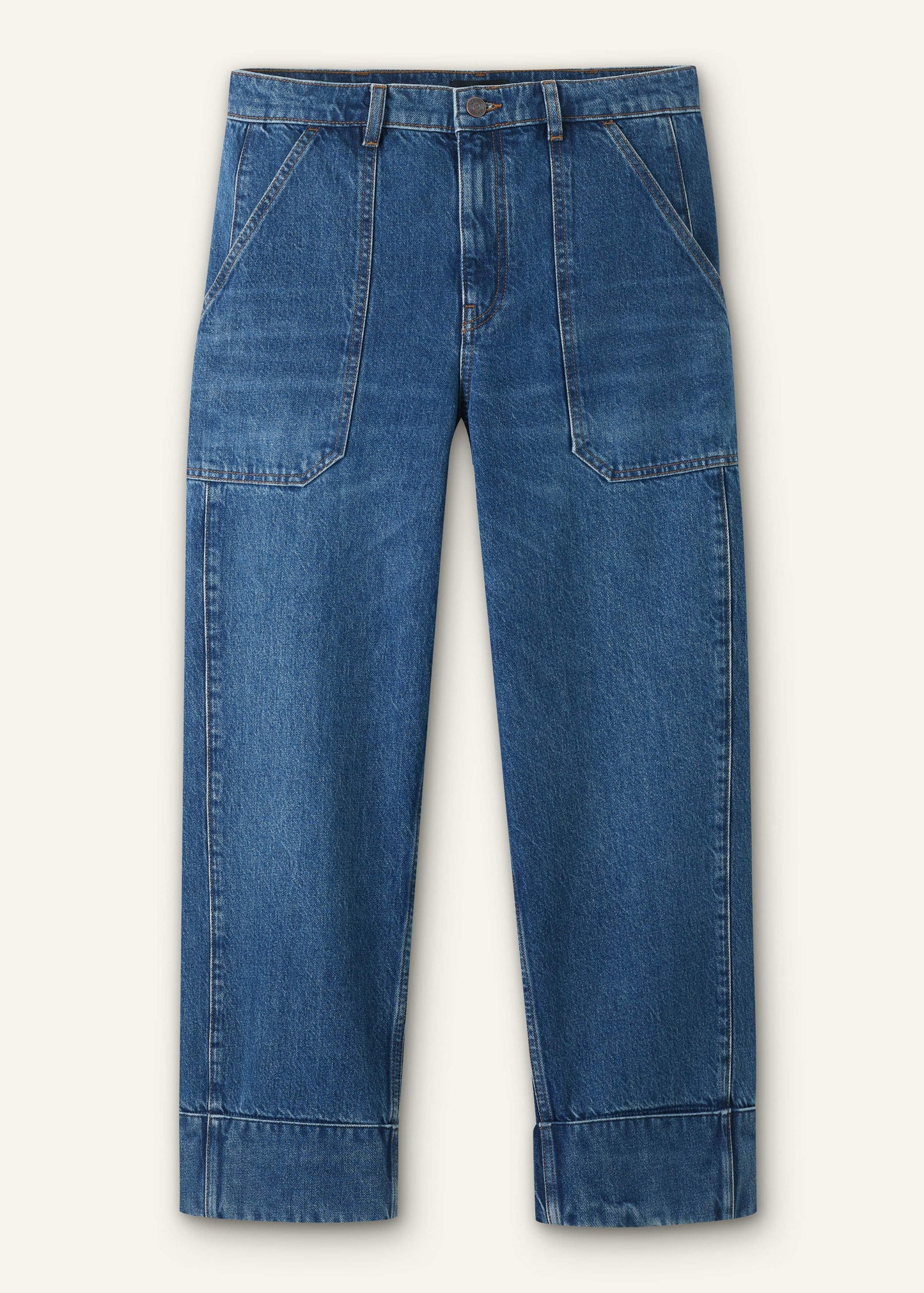 ME and EM Clothing Dark Wash Turn-Up Straight Jean
