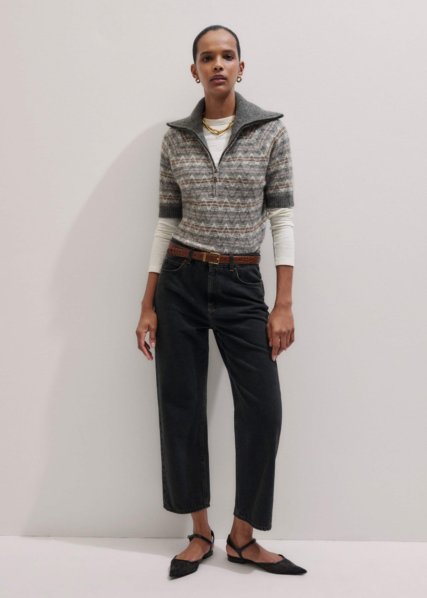ME and EM Clothing Black Straight Cropped Relaxed Jean