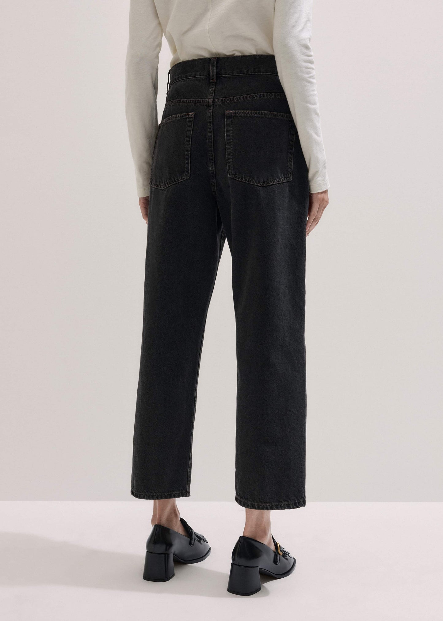 ME and EM Clothing Black Straight Cropped Relaxed Jean
