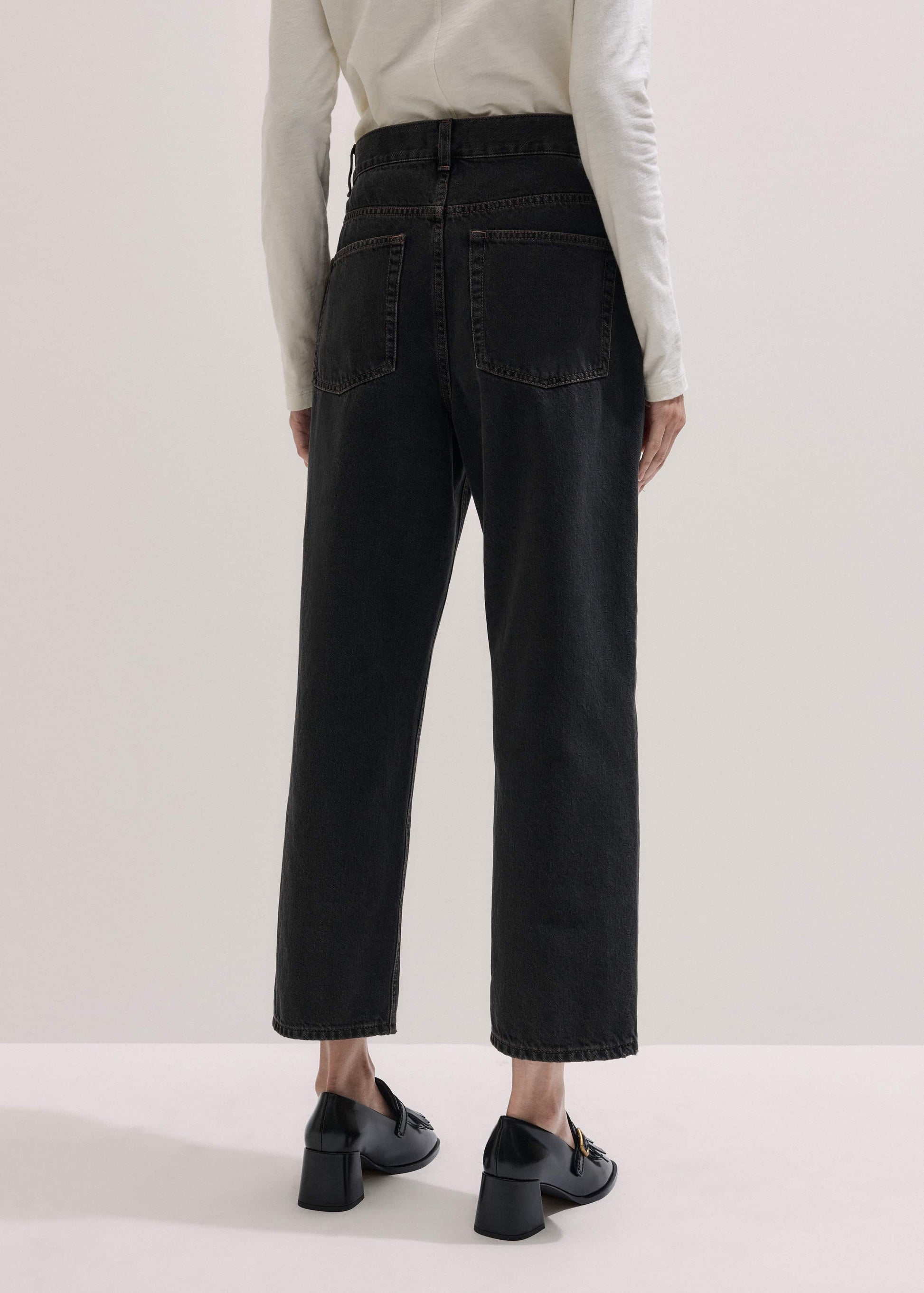 ME and EM Clothing Black Straight Cropped Relaxed Jean