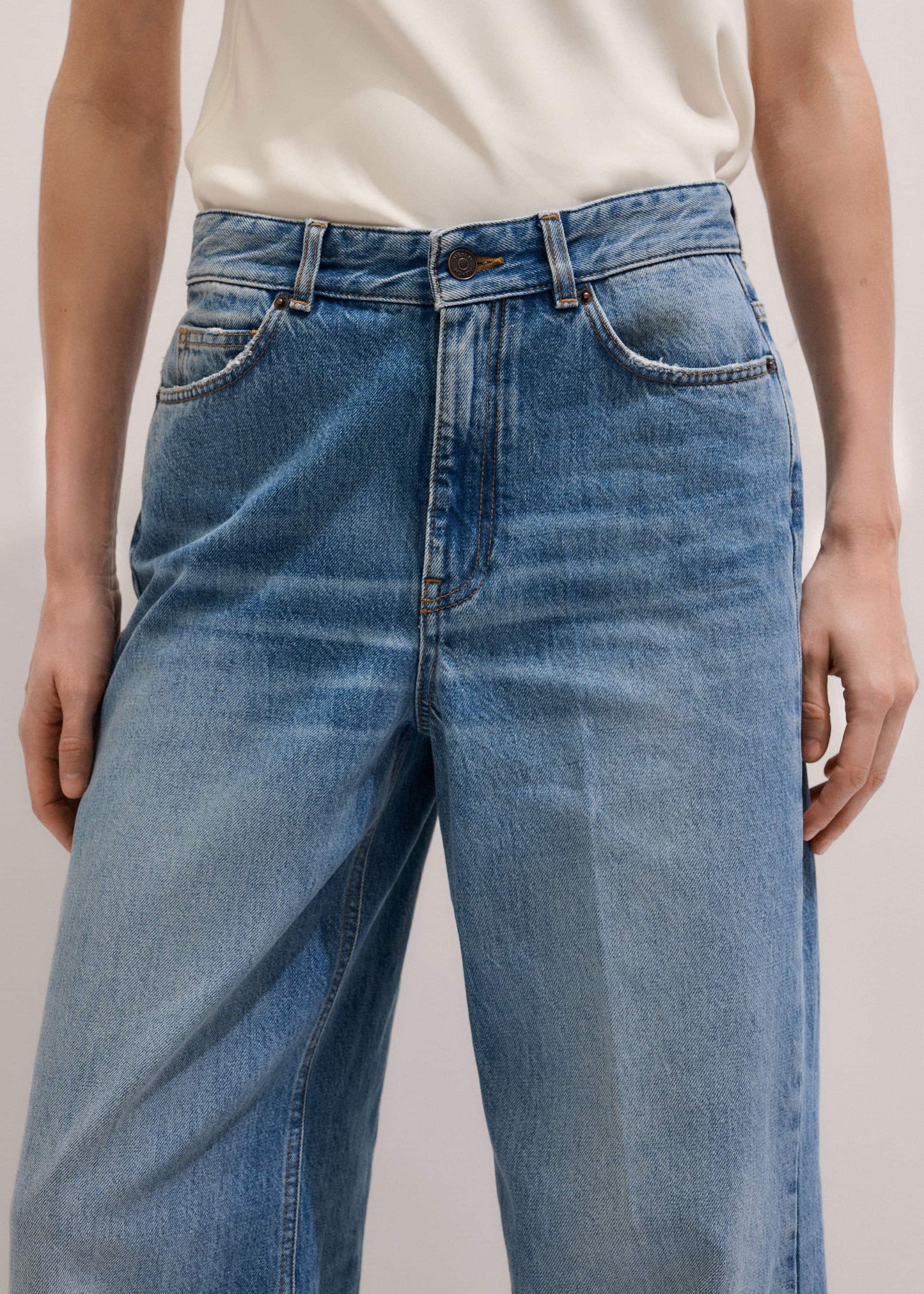 ME and EM Clothing Mid Blue Straight Ankle Grazer Jean