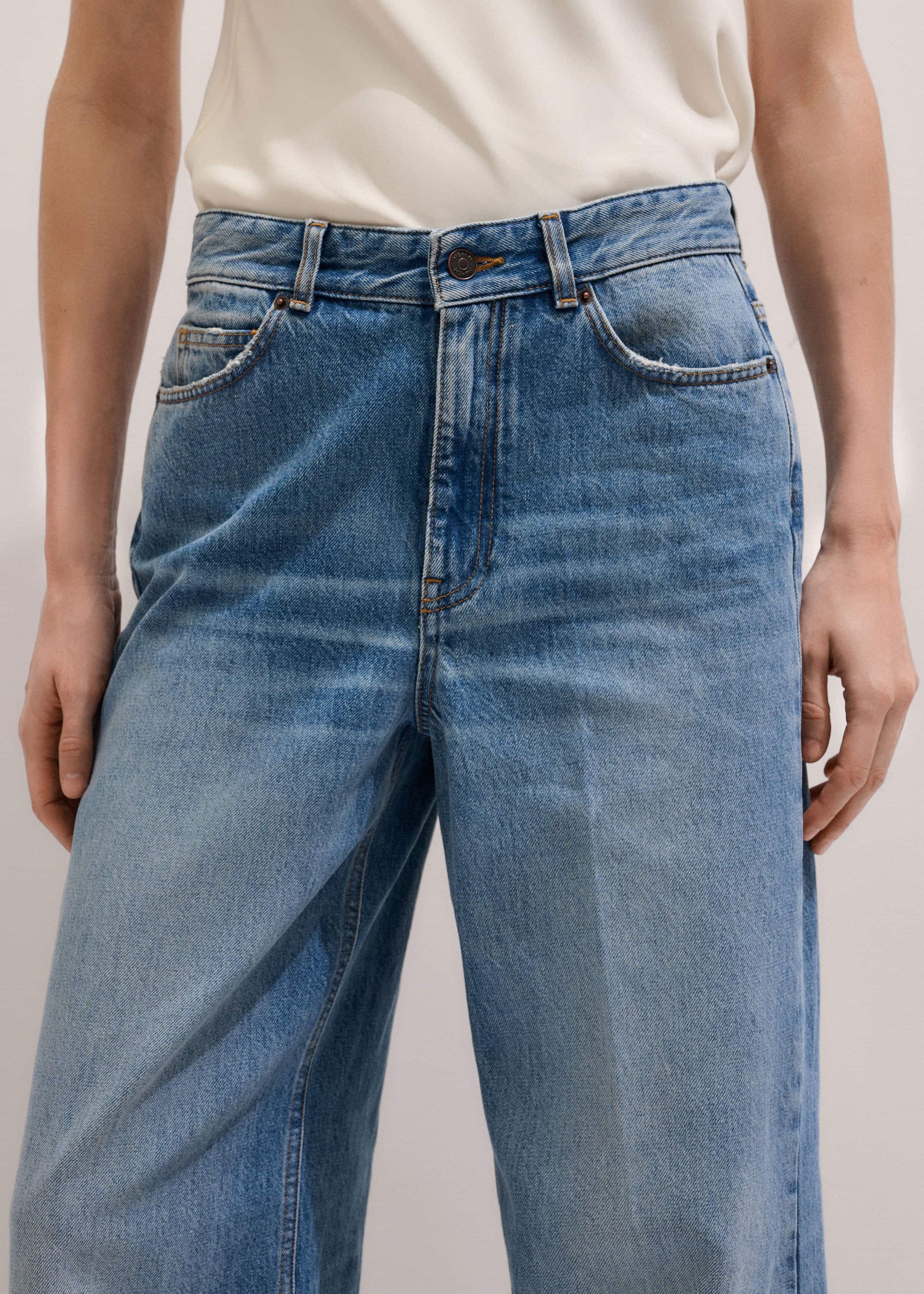 ME and EM Clothing Mid Blue Straight Ankle Grazer Jean