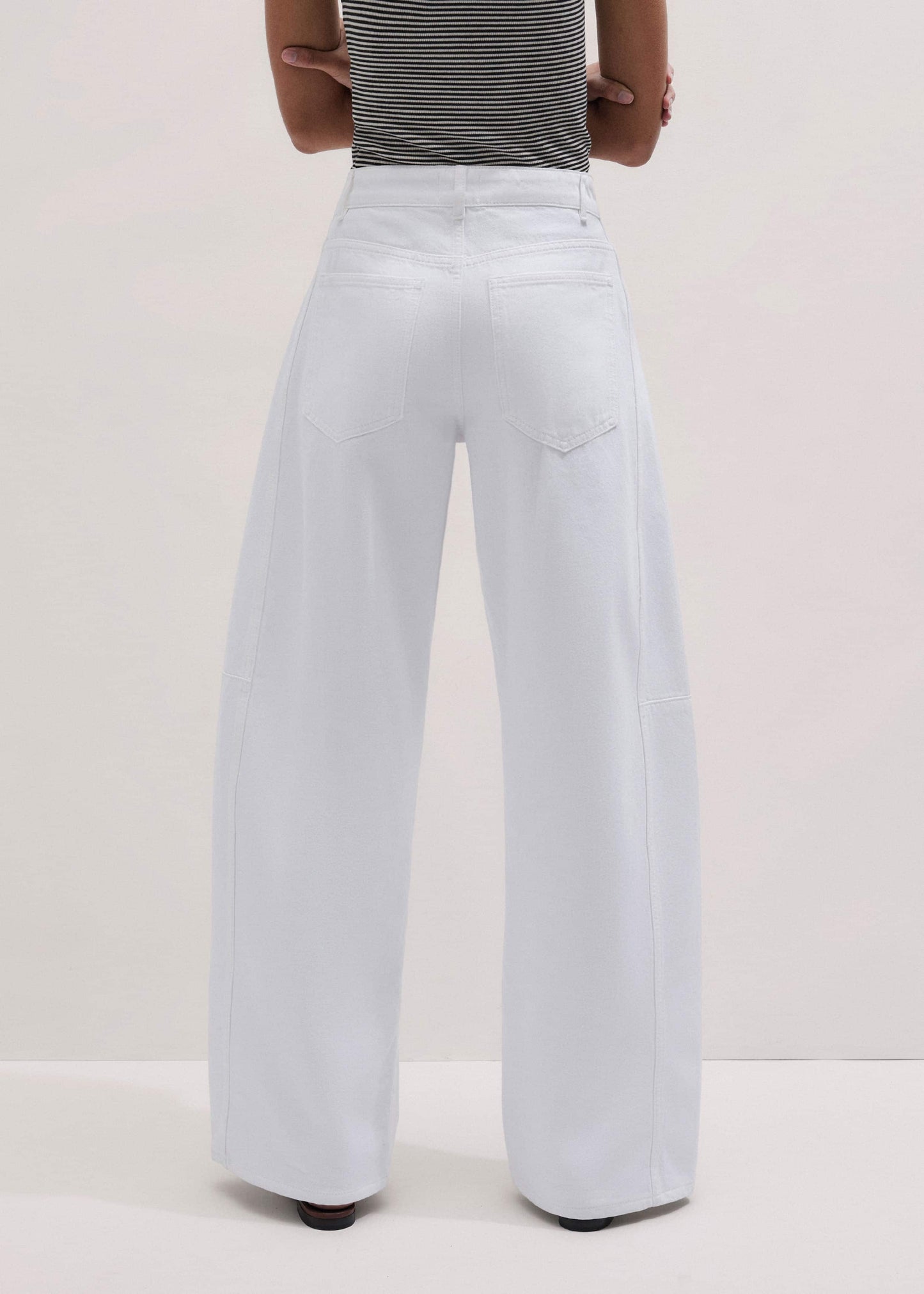 ME and EM Clothing White Exaggerated Taper Jean