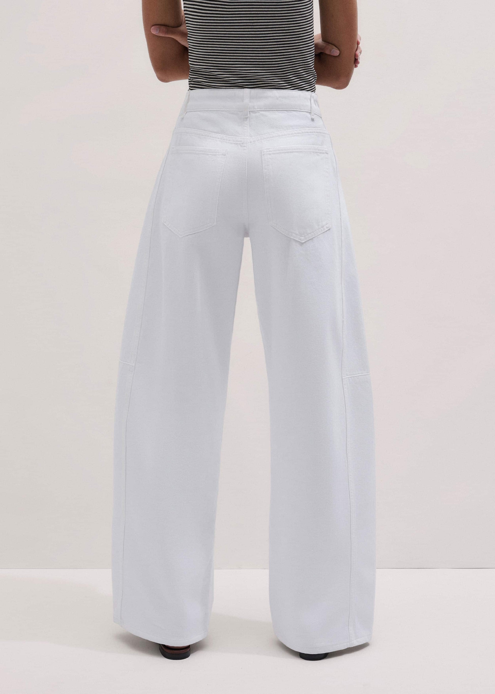ME and EM Clothing White Exaggerated Taper Jean