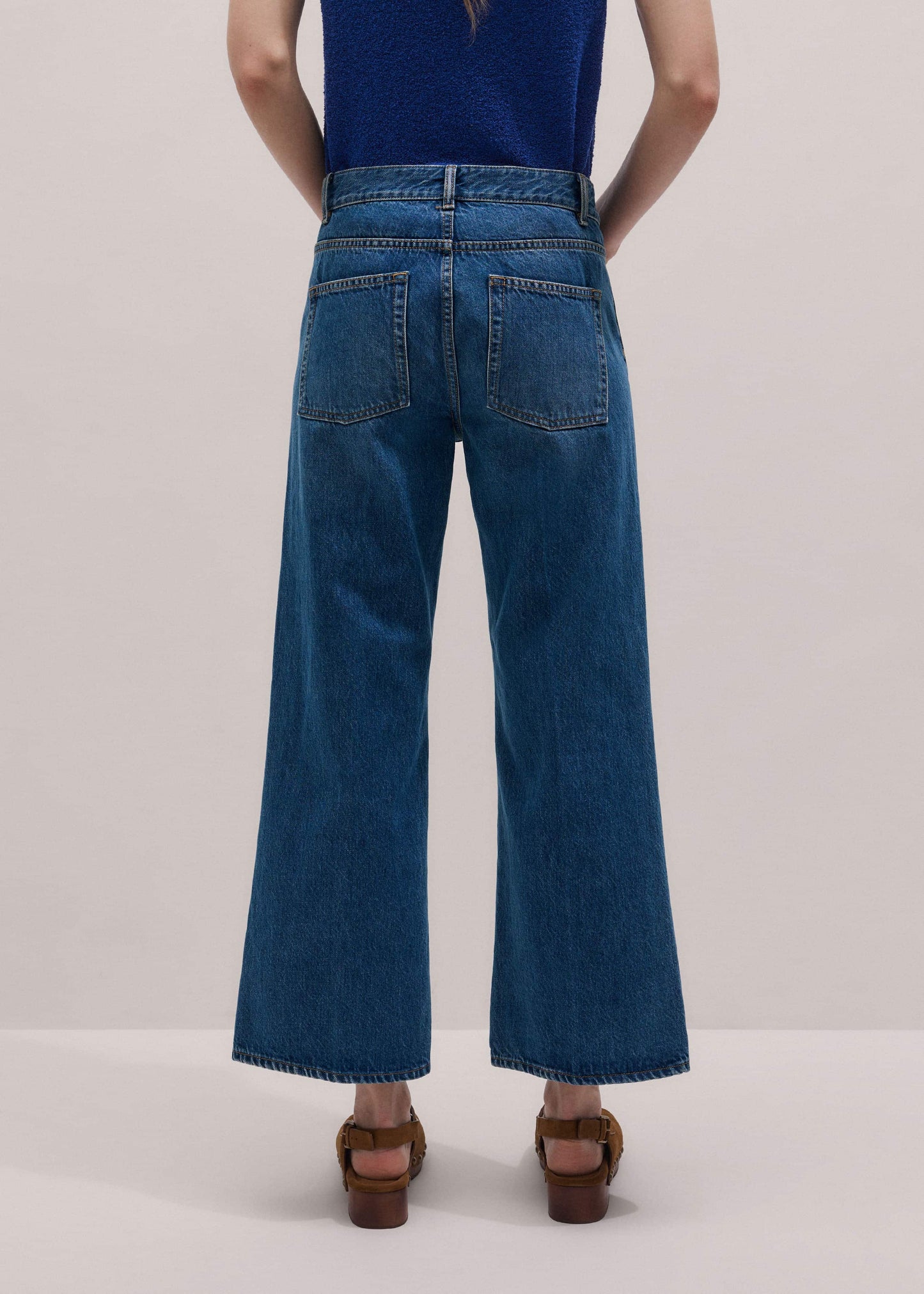 ME and EM Clothing Blue Leg Elongator Crop Jean