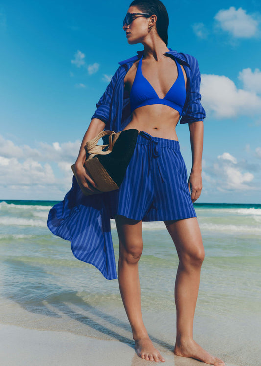 ME and EM Clothing Blue Striped Beach Short
