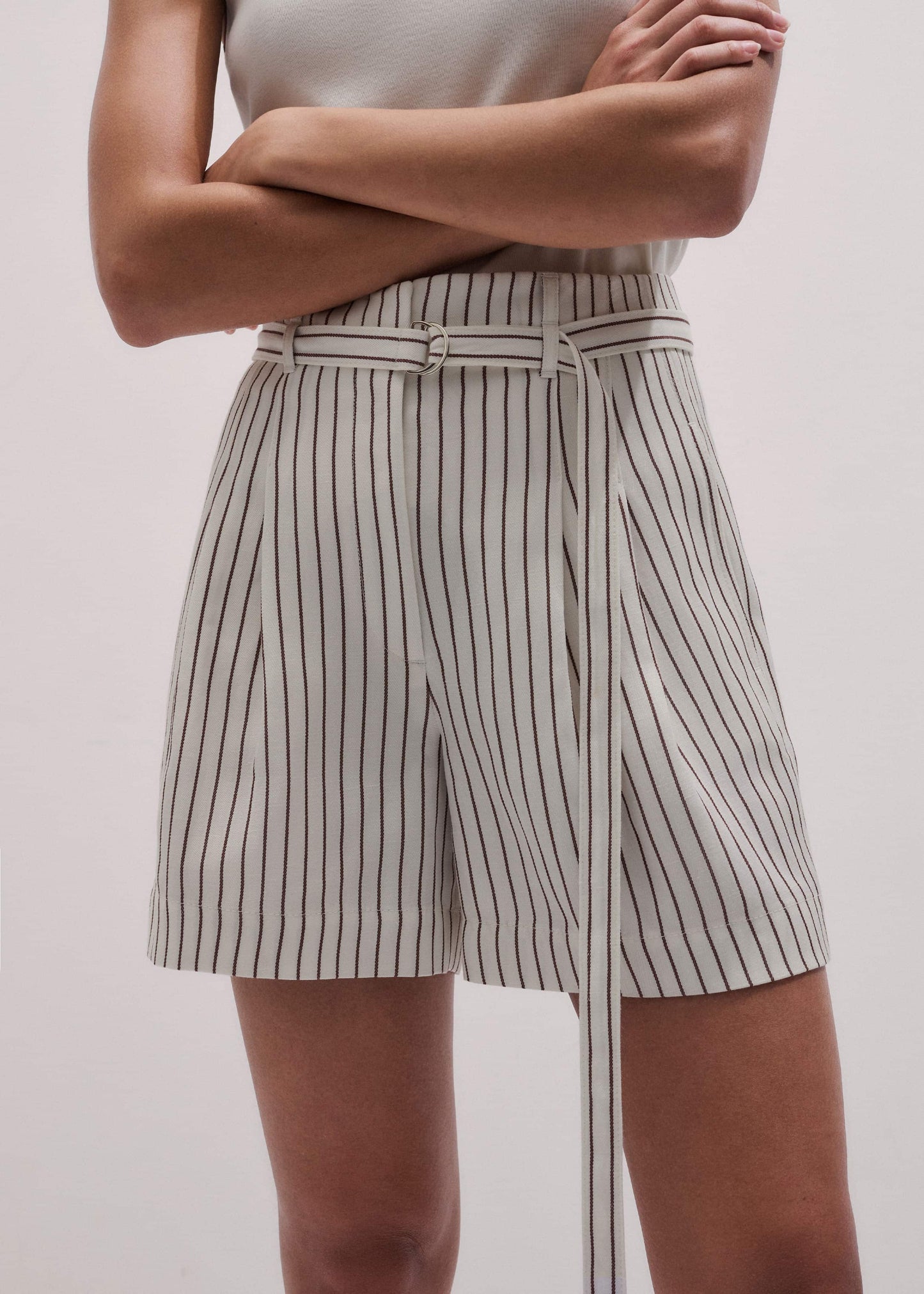 ME and EM Clothing Ivory Tailored Pleat Short