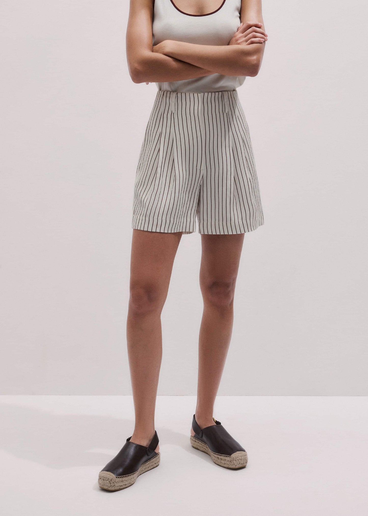 ME and EM Clothing Ivory Tailored Pleat Short