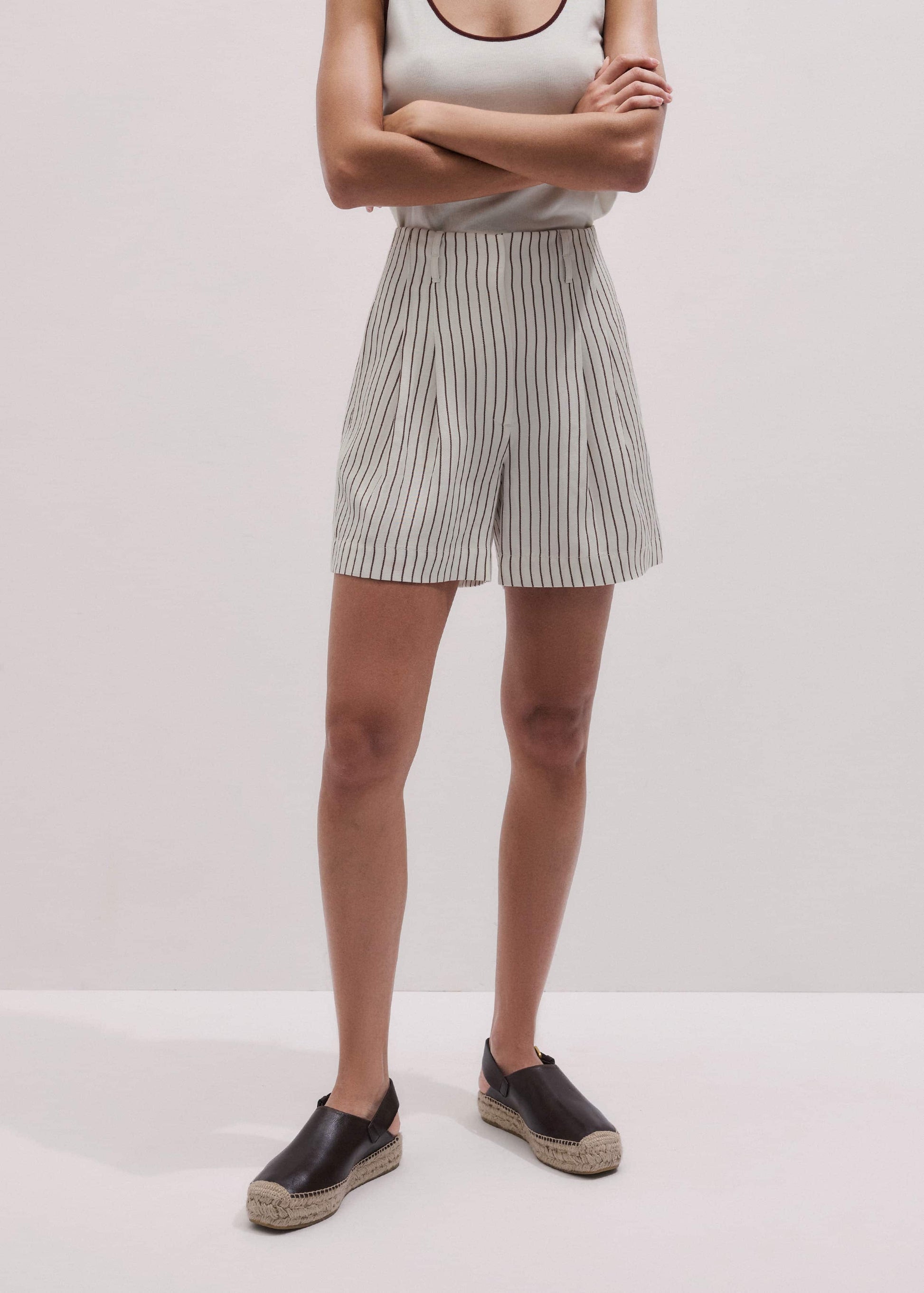 ME and EM Clothing Ivory Tailored Pleat Short