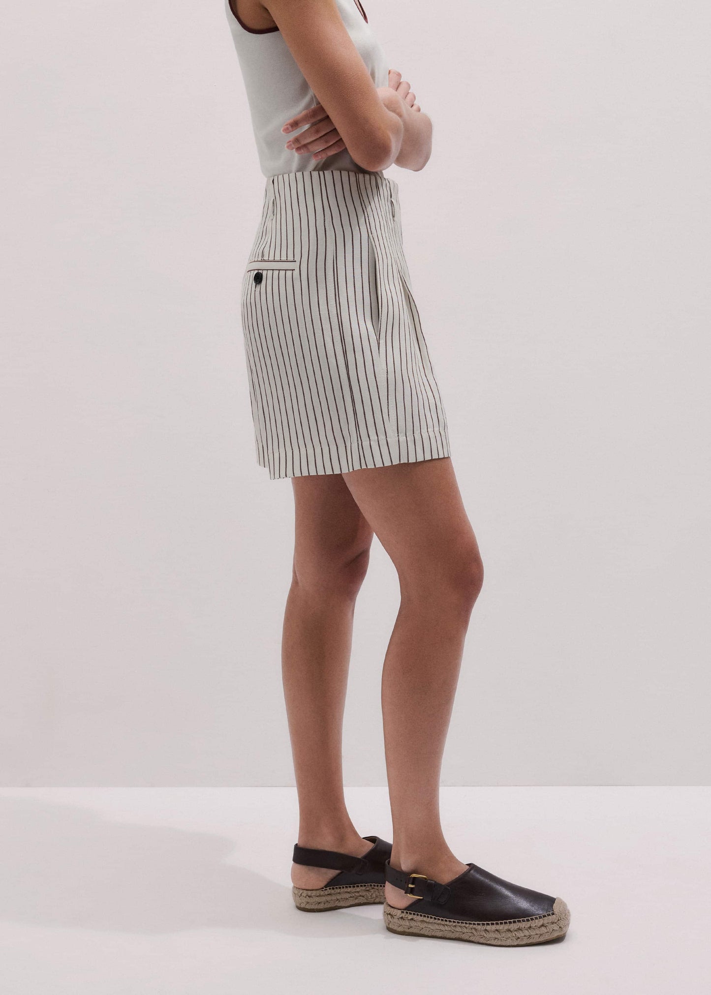 ME and EM Clothing Ivory Tailored Pleat Short