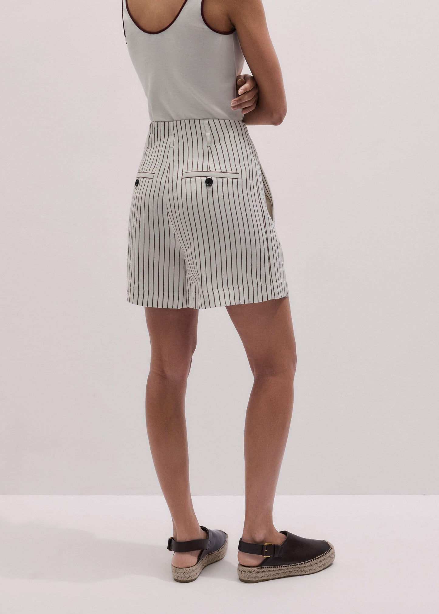 ME and EM Clothing Ivory Tailored Pleat Short
