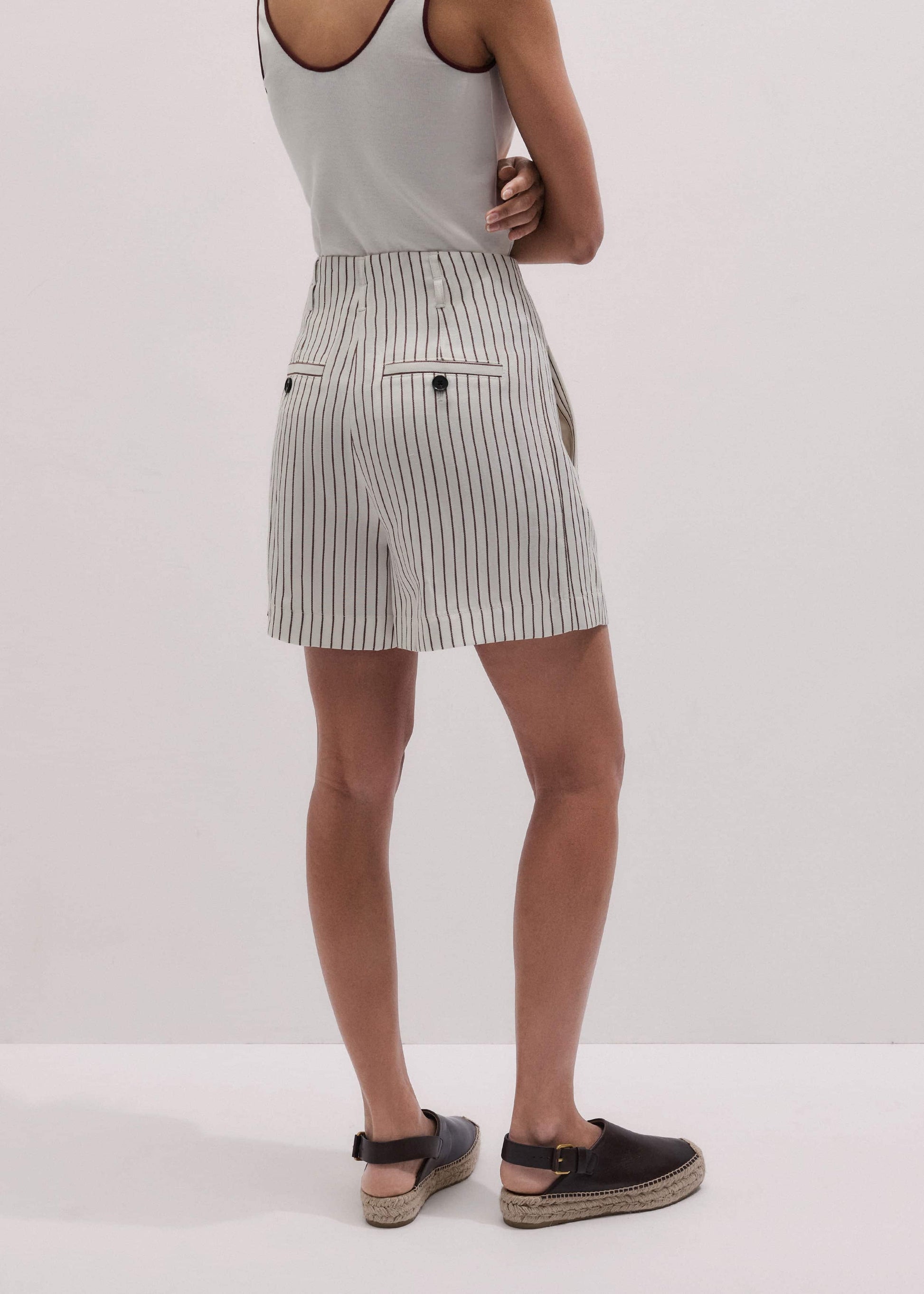 ME and EM Clothing Ivory Tailored Pleat Short