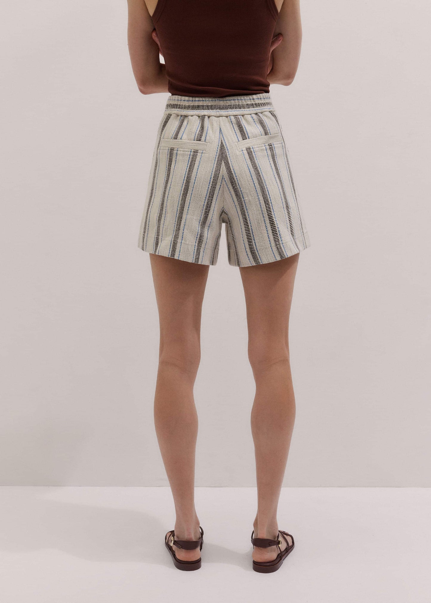 ME and EM Clothing Cream Stripe Short