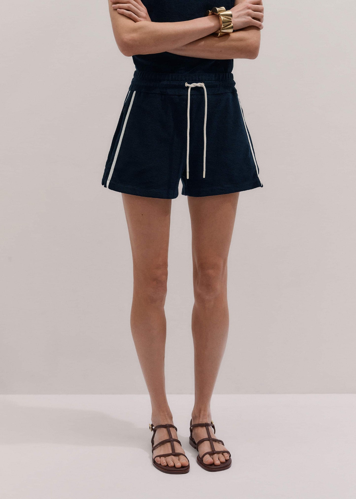 ME and EM Clothing Navy Rib Trim Track Short