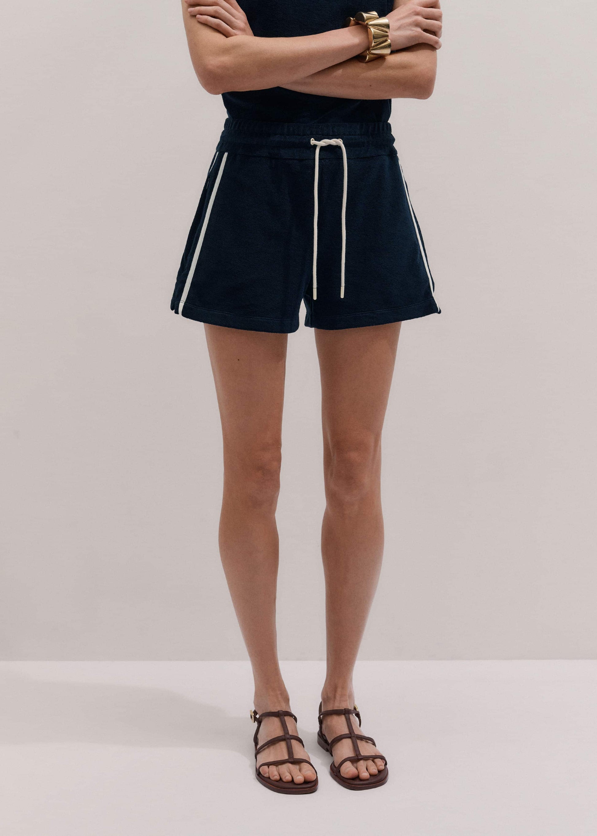 ME and EM Clothing Navy Rib Trim Track Short