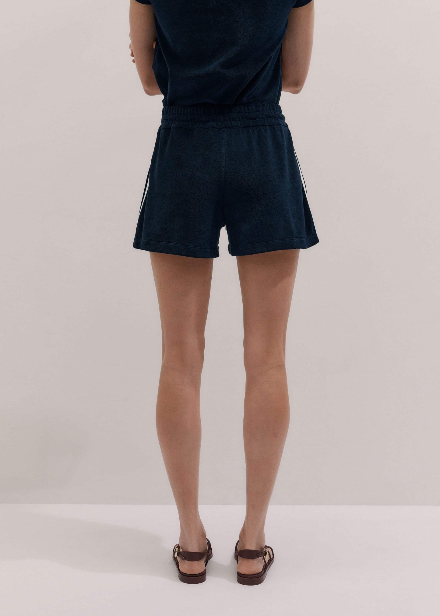 ME and EM Clothing Navy Rib Trim Track Short