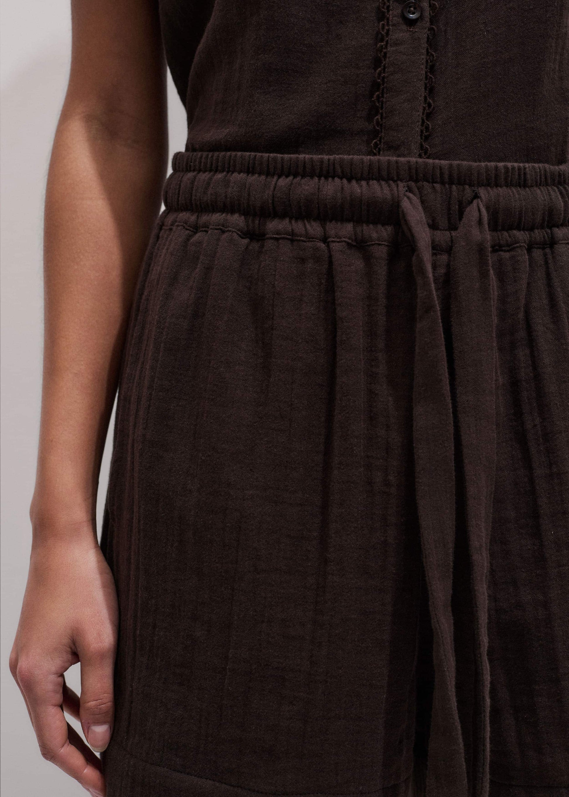 ME and EM Clothing Brown Cheesecloth Summer Short