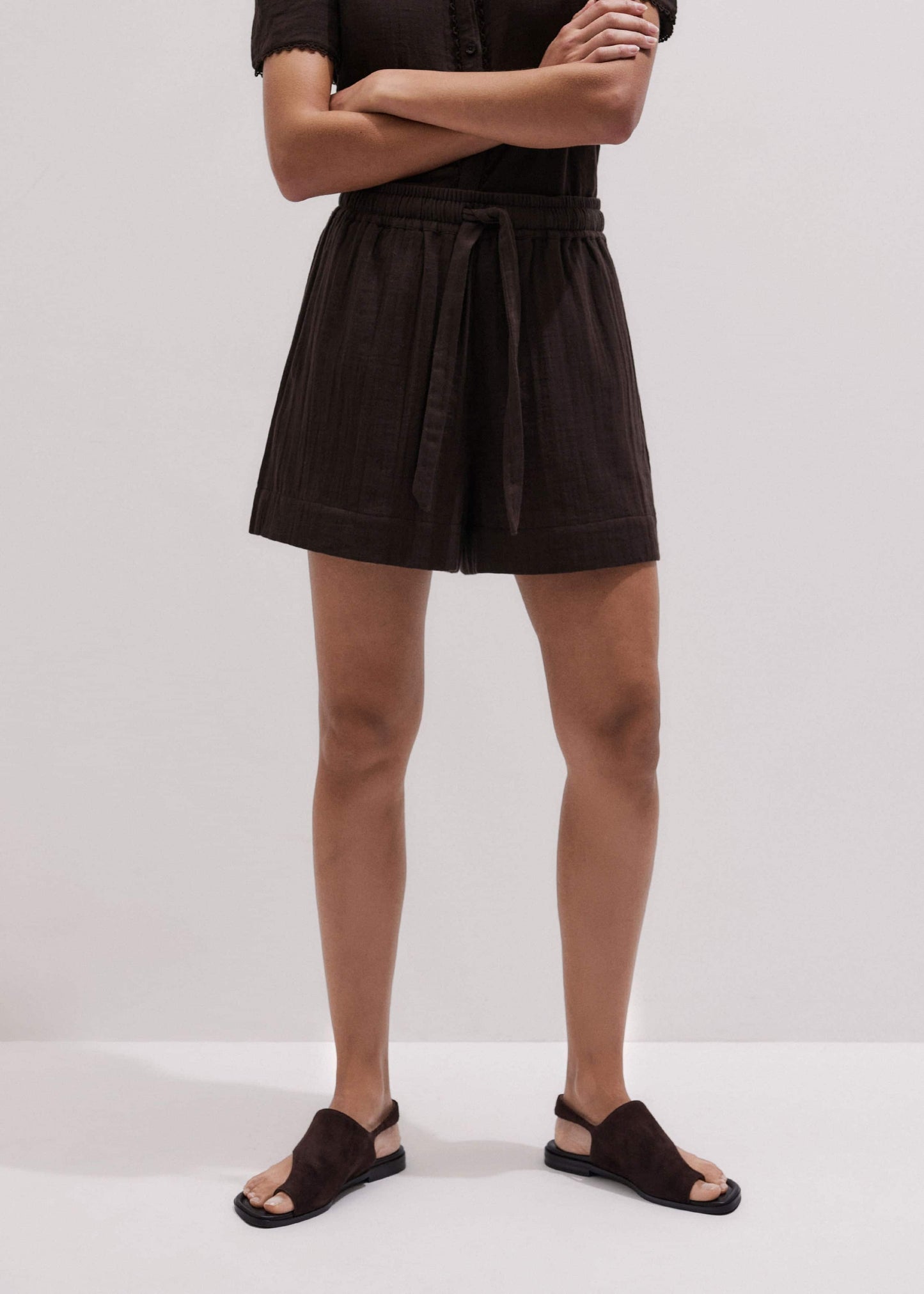 ME and EM Clothing Brown Cheesecloth Summer Short