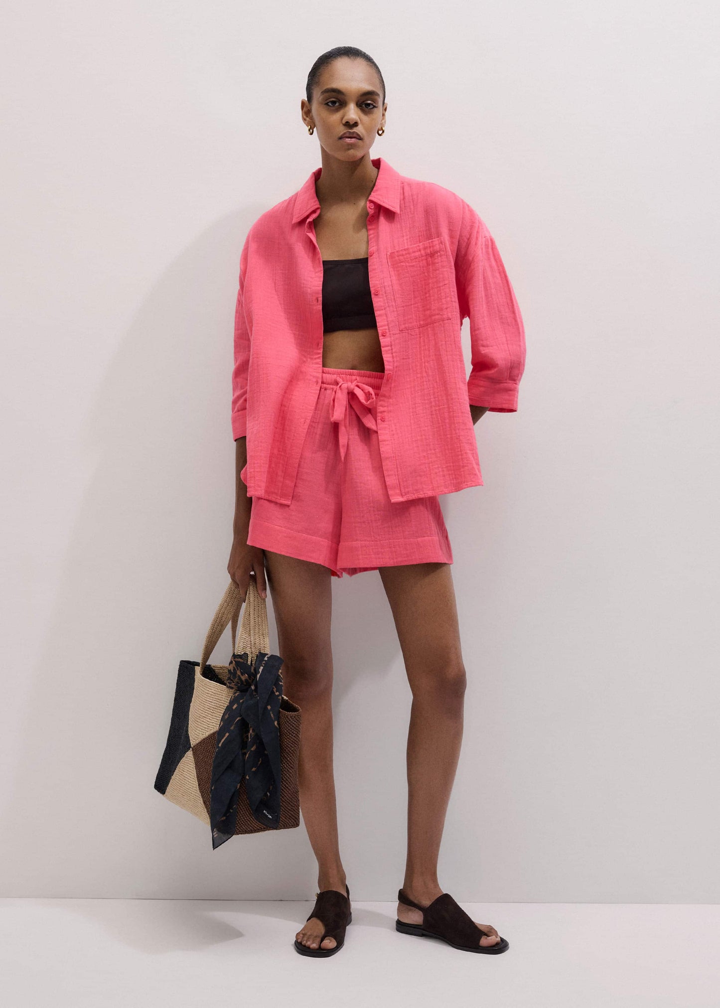 ME and EM Clothing Pink Cheesecloth Summer Short