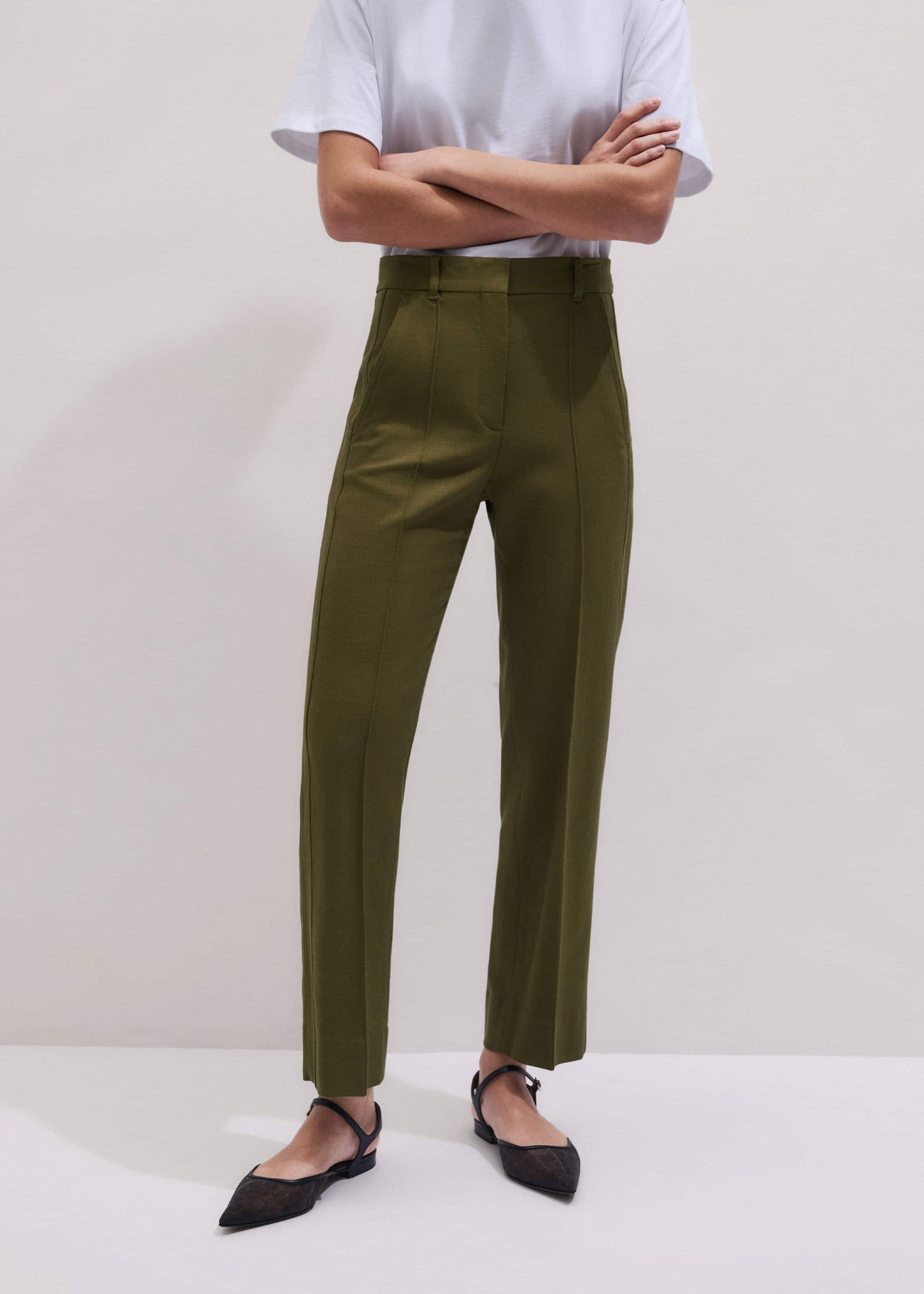 ME and EM Clothing Olive Green Slim Crop Pant