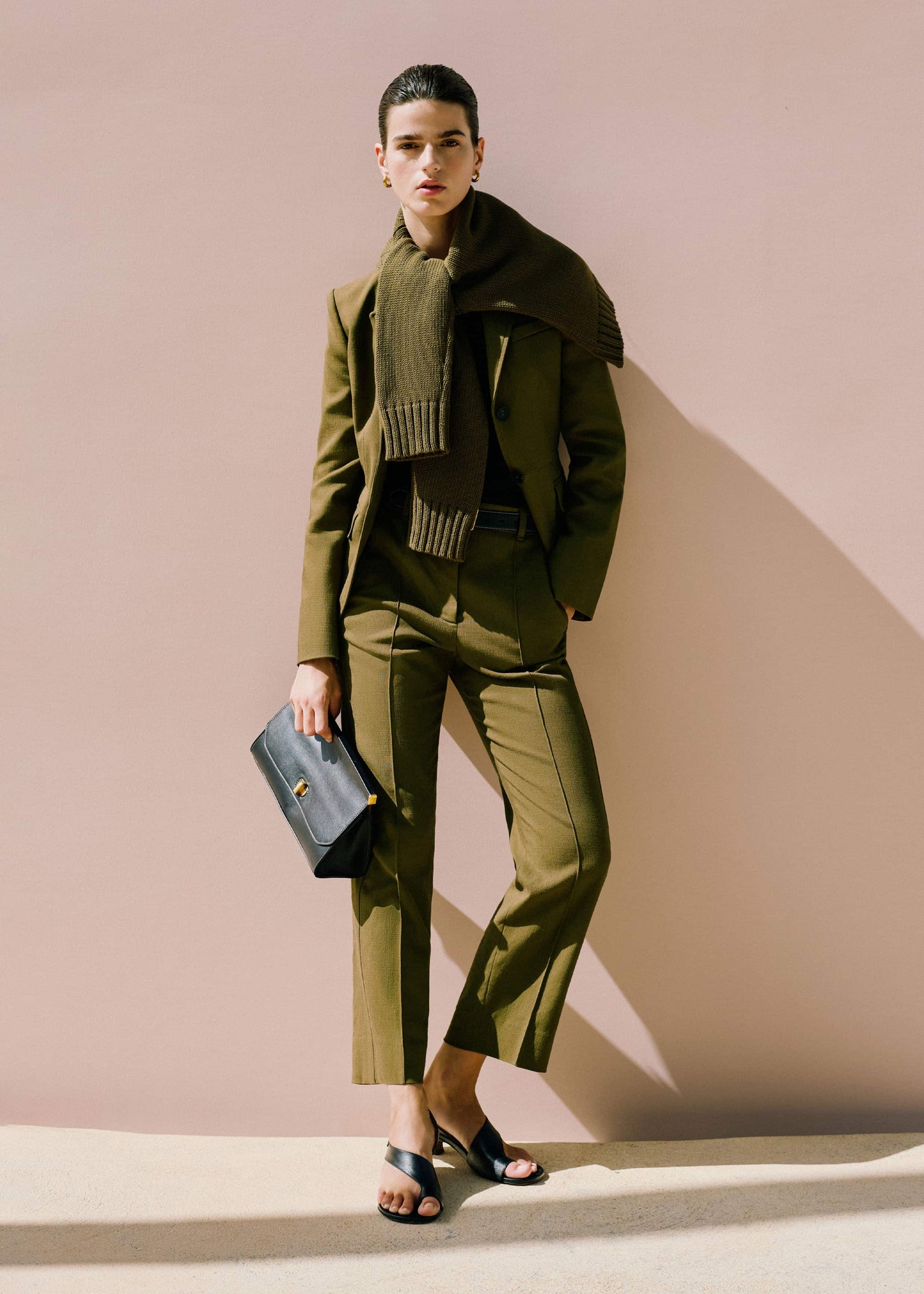 ME and EM Clothing Olive Green Slim Crop Pant