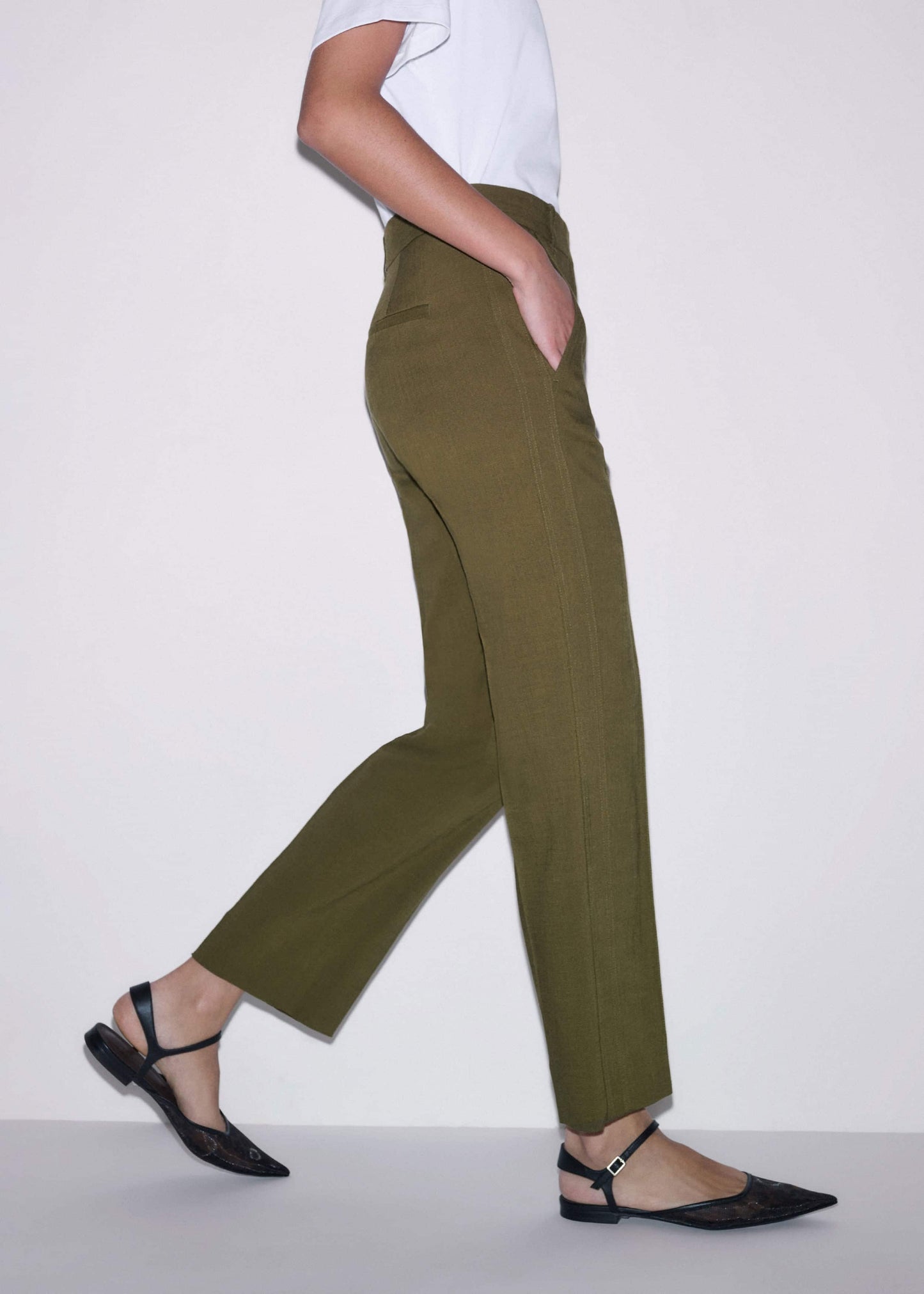 ME and EM Clothing Olive Green Slim Crop Pant