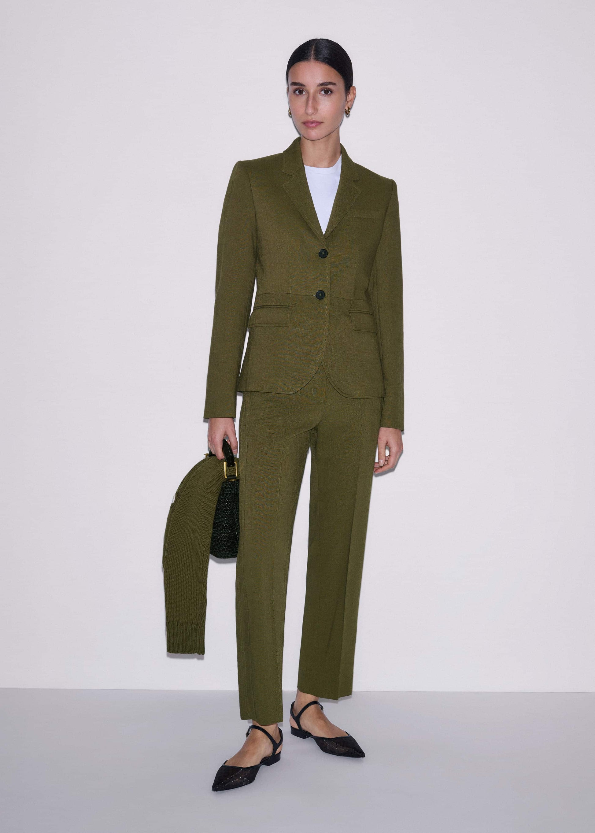 ME and EM Clothing Olive Green Slim Crop Pant