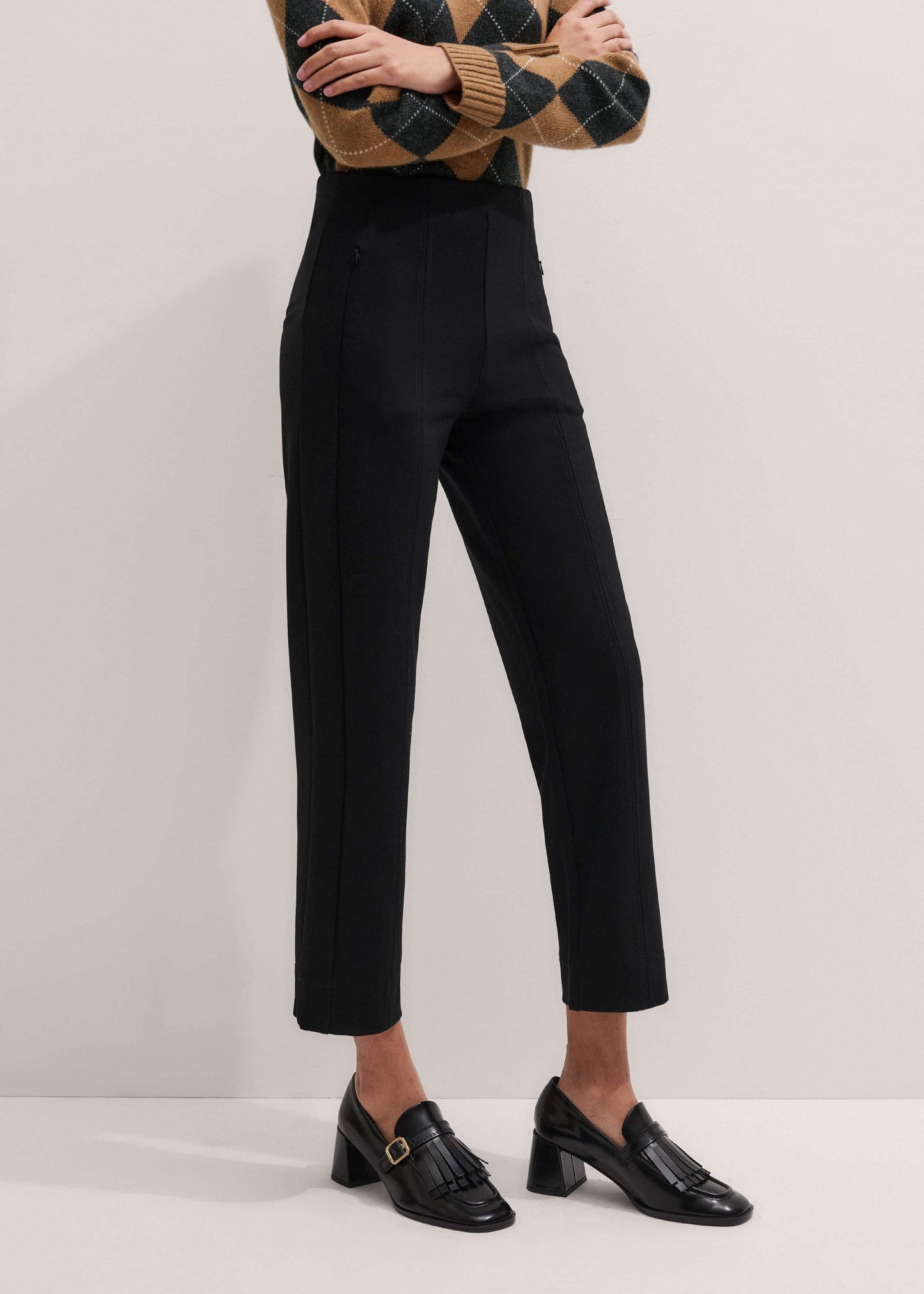 ME and EM Clothing Black Travel Tailoring Pull On Slim Crop Pant