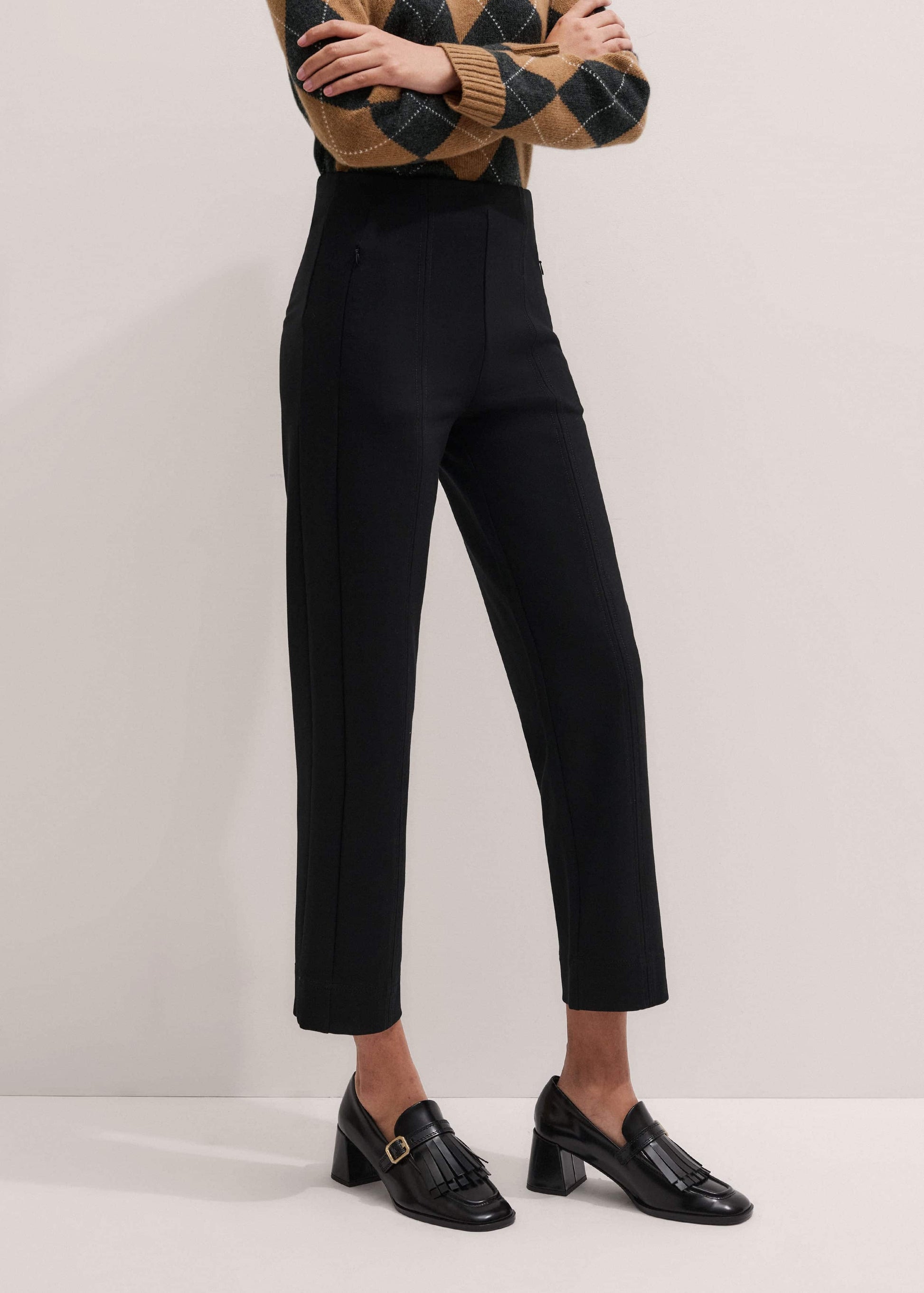 ME and EM Clothing Black Travel Tailoring Pull On Slim Crop Pant