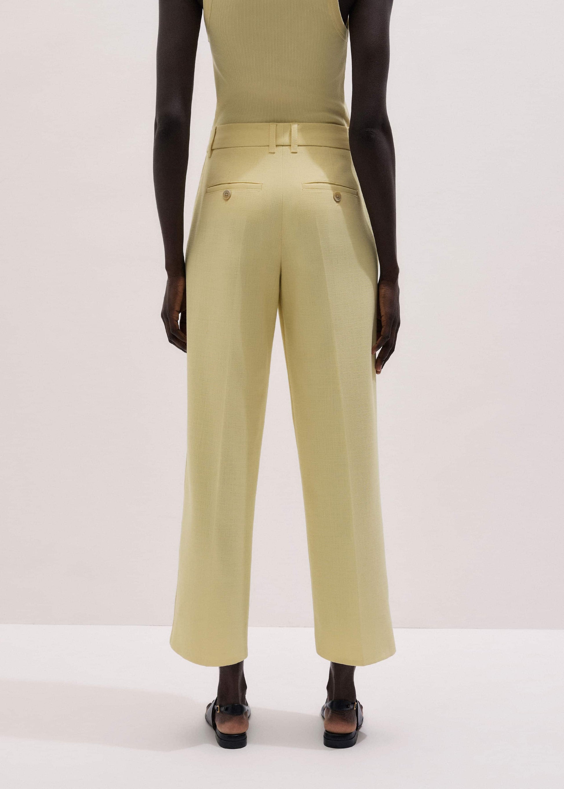 ME and EM Clothing Yellow Tailored Straight Crop Pant